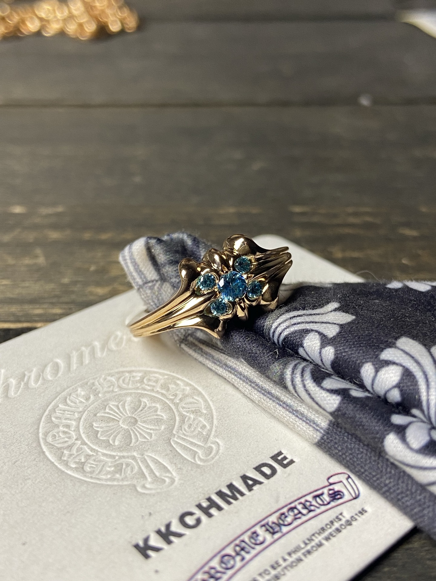 Ring, Custom Gold-Plated Diamond Setting