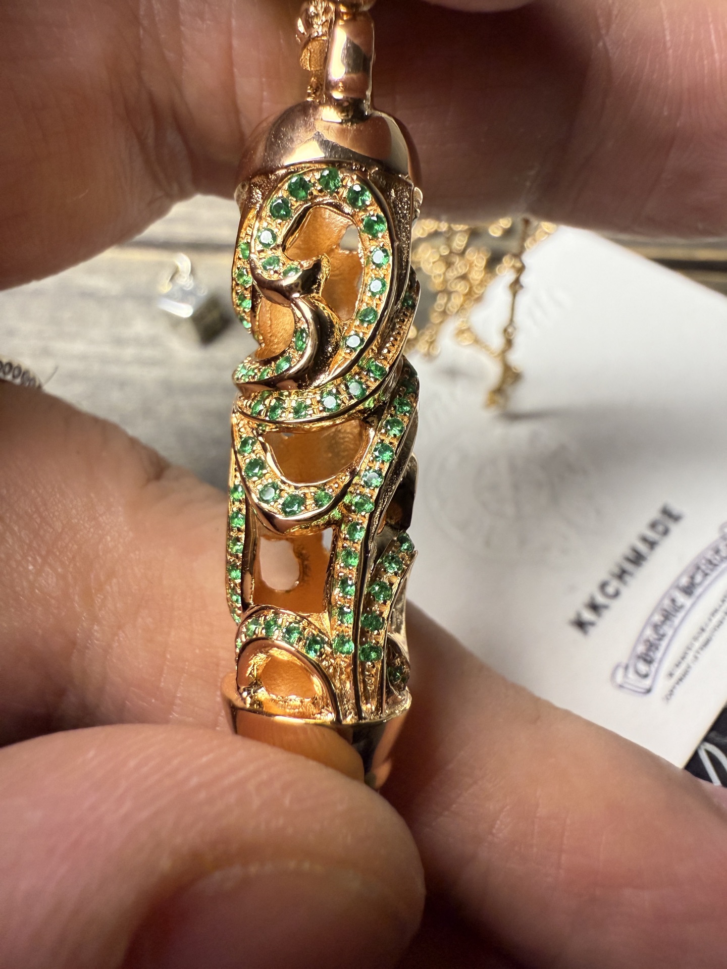 Custom Gold-Plated Diamond Setting, Necklace Pendant