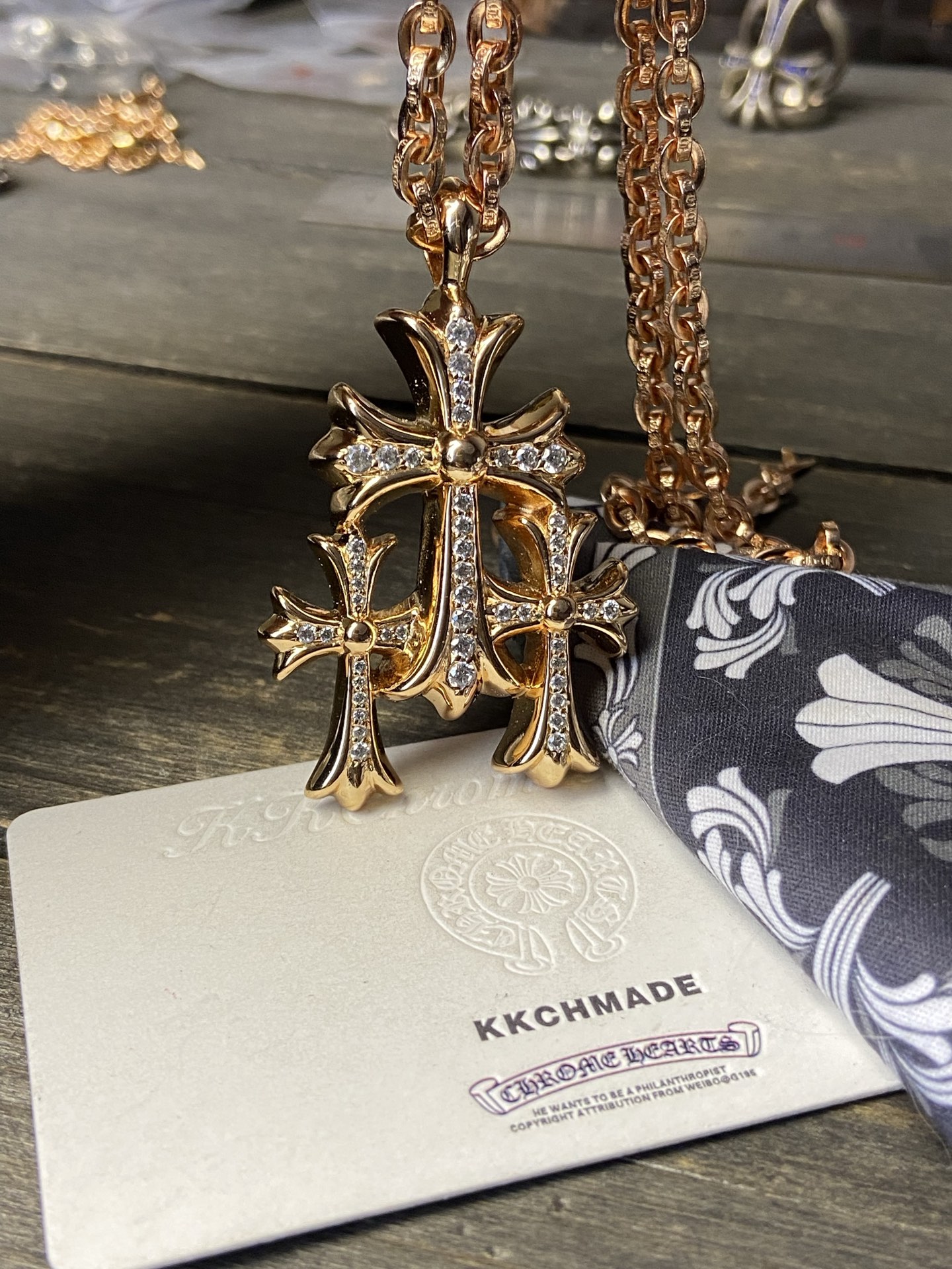Custom Gold-Plated Diamond Setting, Necklace Pendant