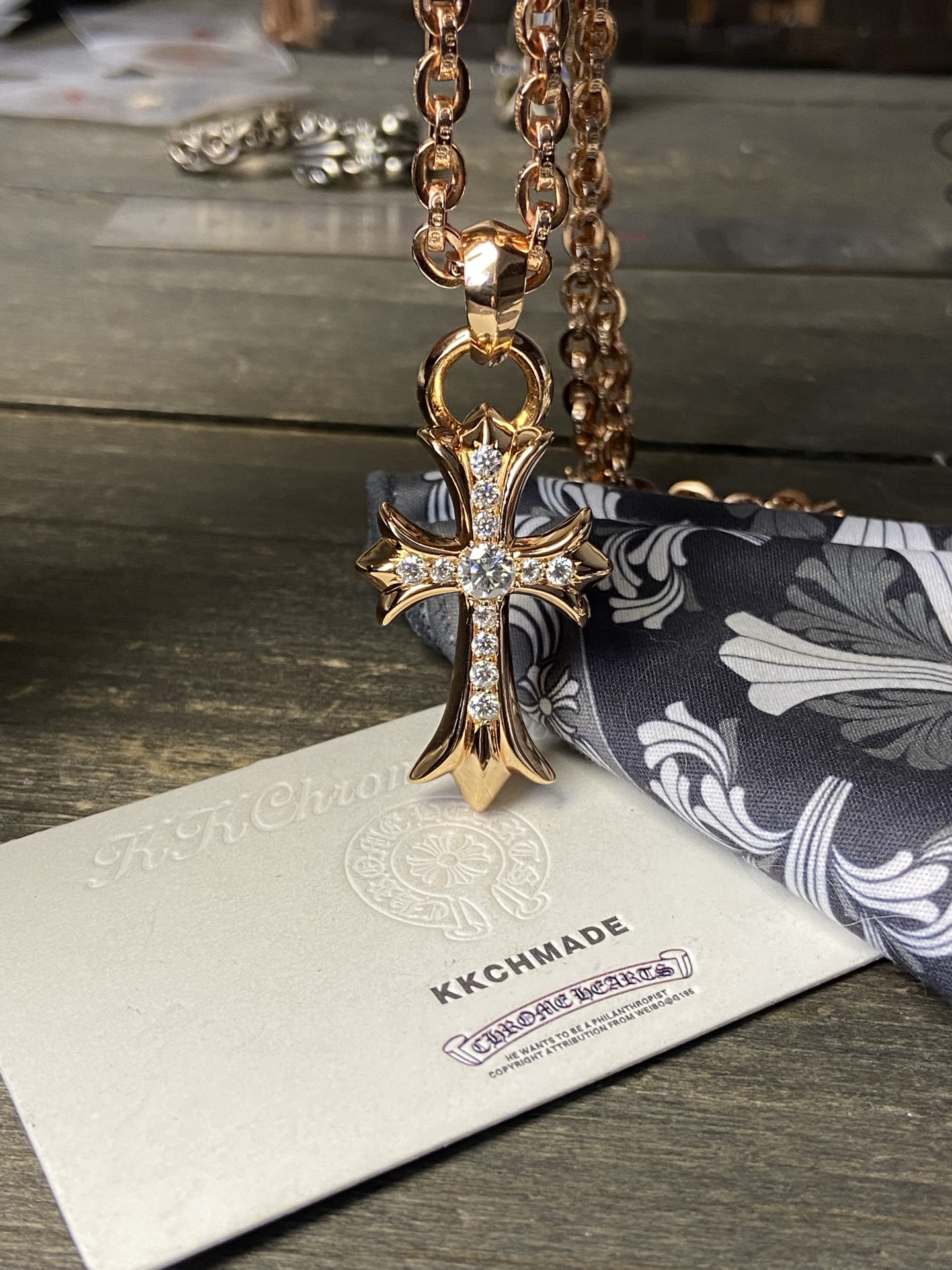 Custom Gold-Plated Diamond Setting, Necklace Pendant