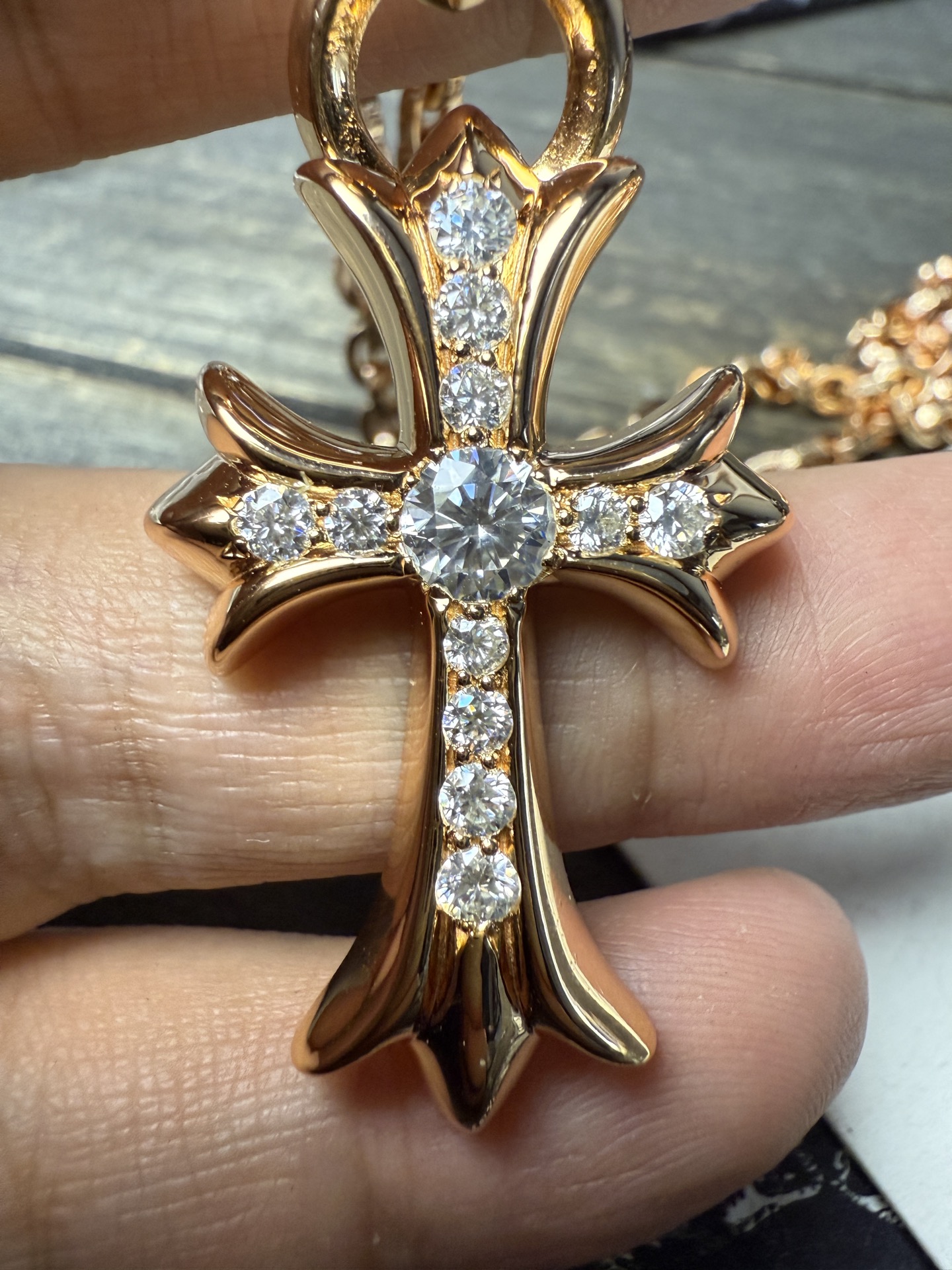 Custom Gold-Plated Diamond Setting, Necklace Pendant