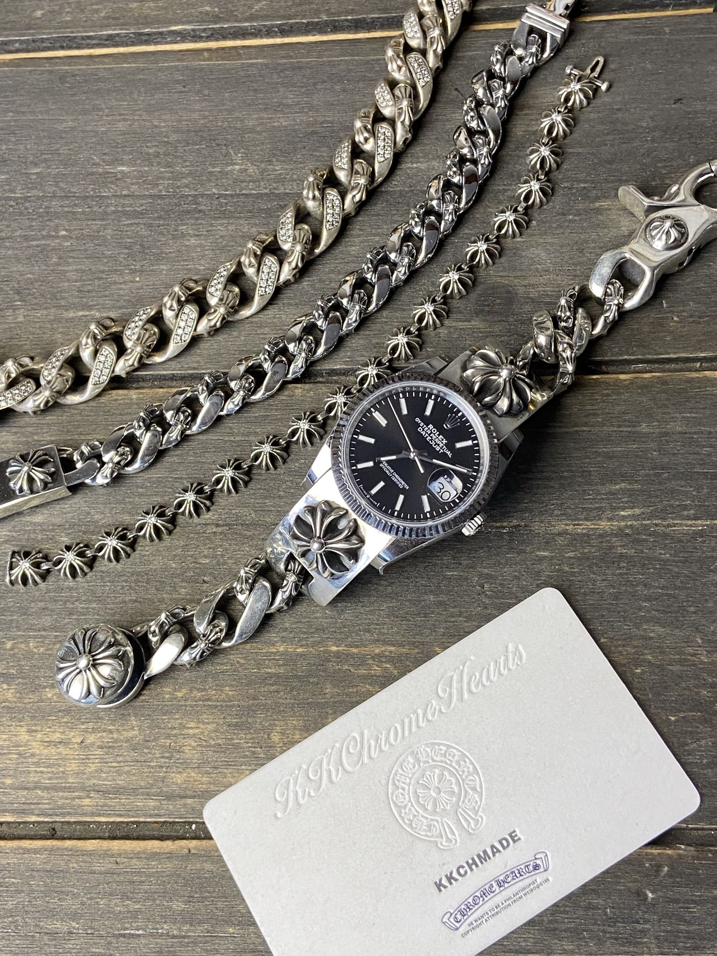 Custom order real shot, watch modification, bracelets and bangles, 925 silver diamond customization