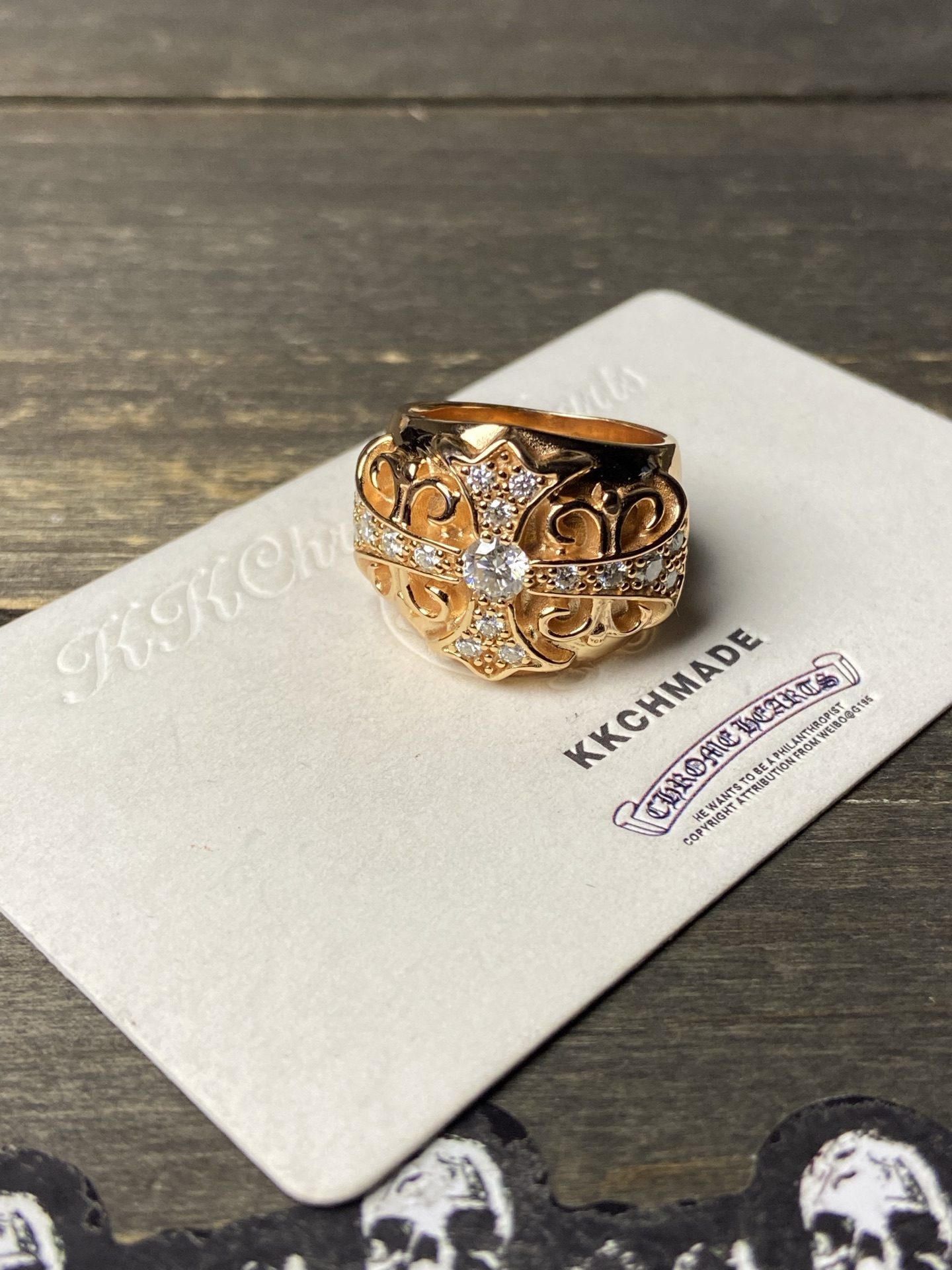 Ring, Custom Gold-Plated Diamond Setting