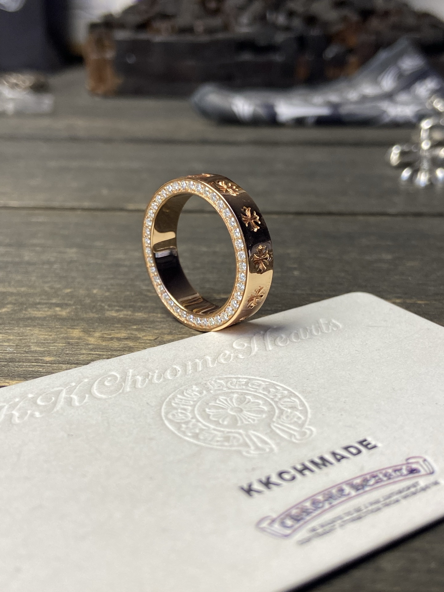 Ring, Custom Gold-Plated Diamond Setting