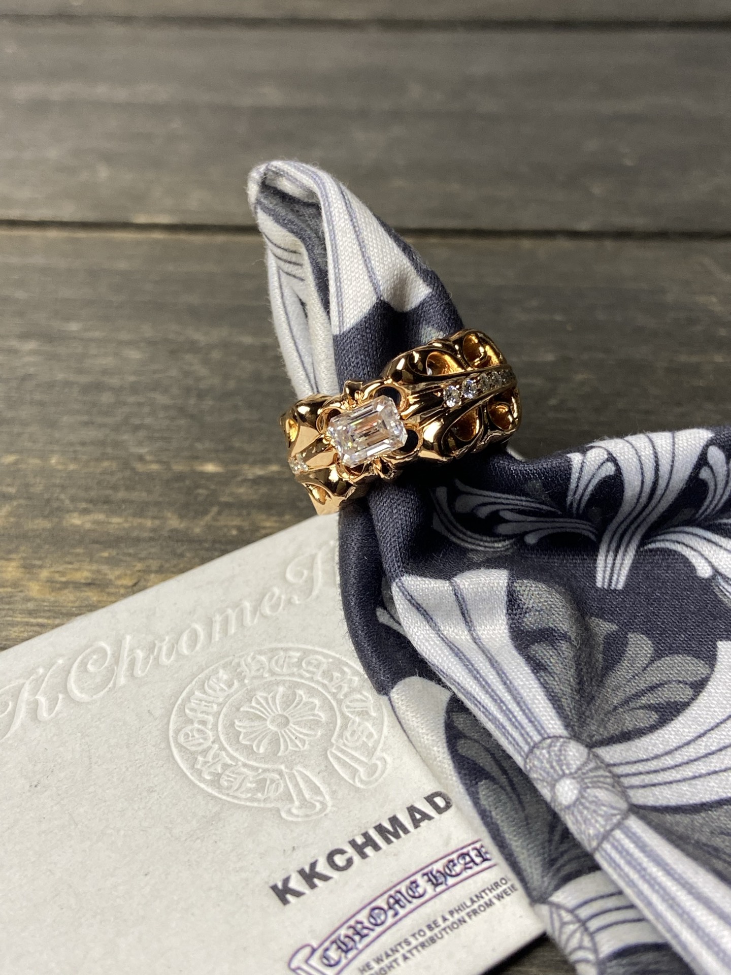 Ring, Custom Gold-Plated Diamond Setting
