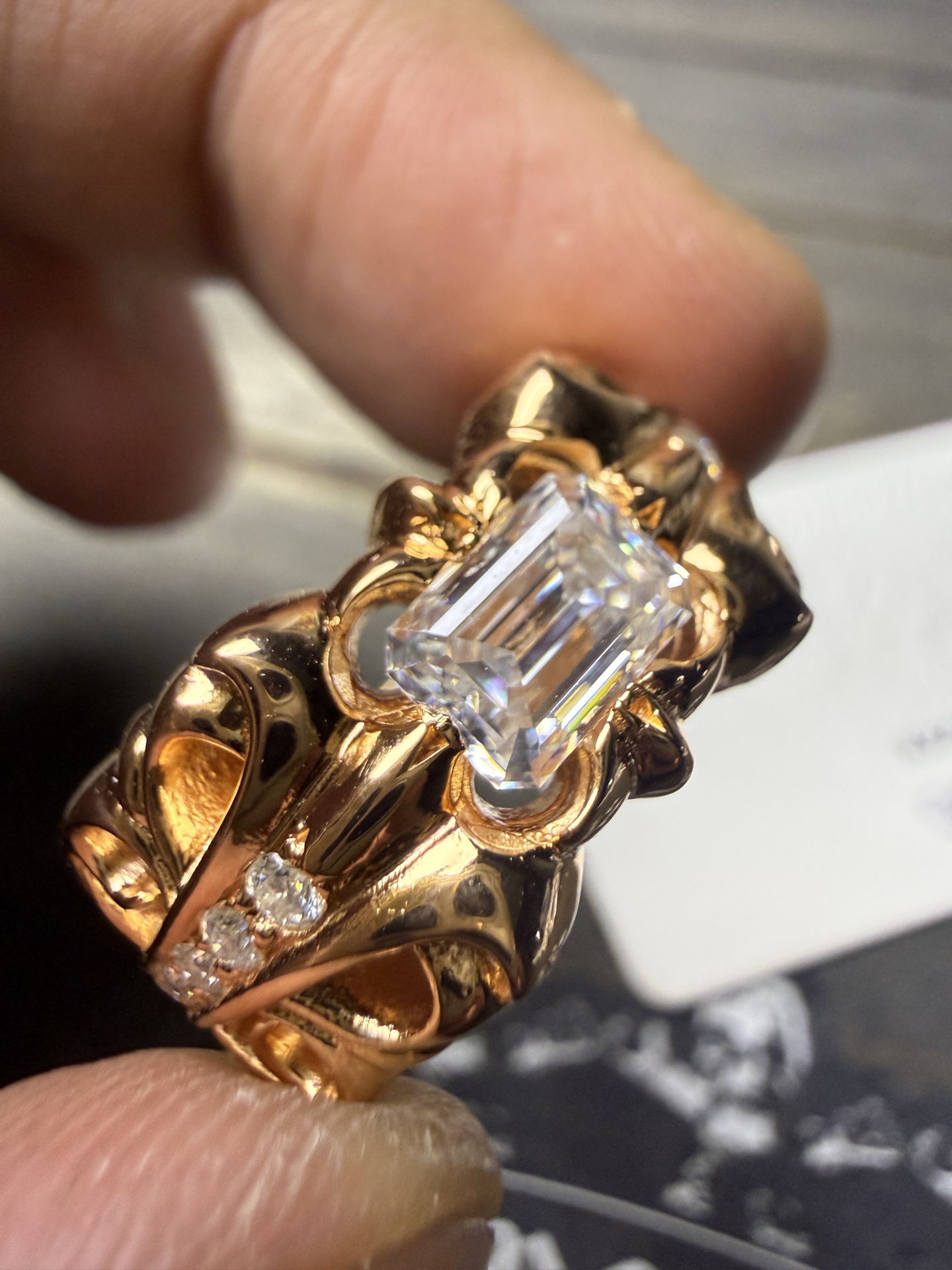 Ring, Custom Gold-Plated Diamond Setting