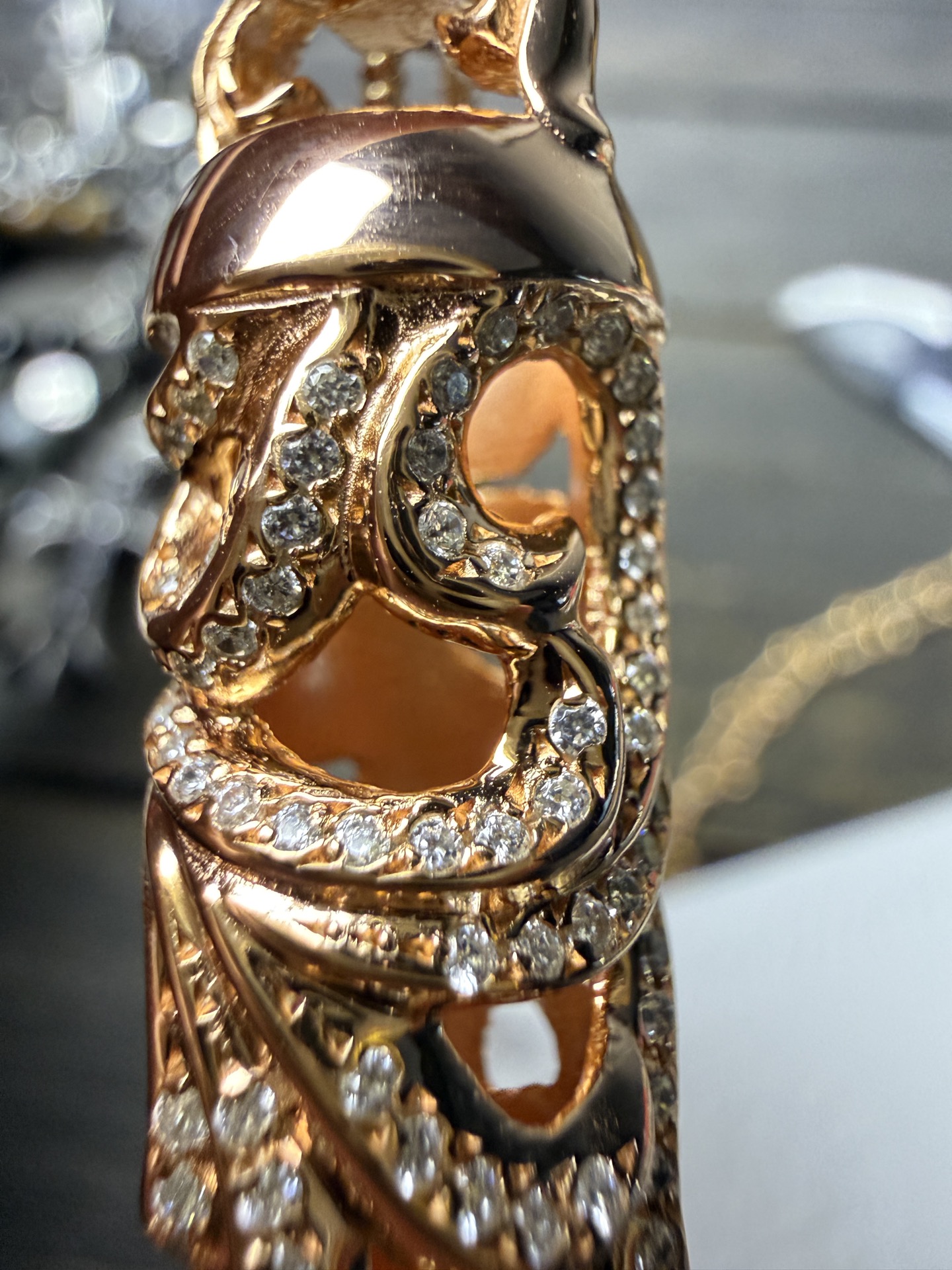 Custom Gold-Plated Diamond Setting, Necklace Pendant