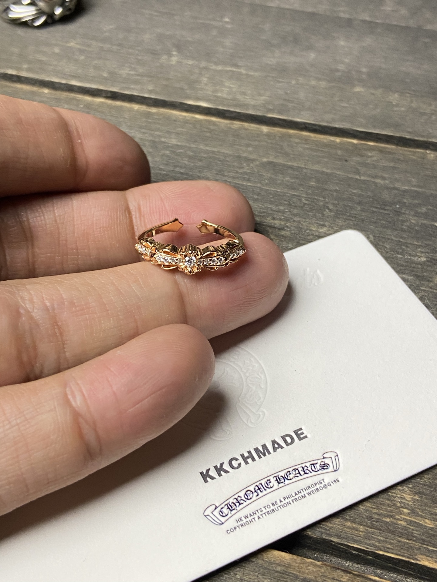 Ring, Custom Gold-Plated Diamond Setting