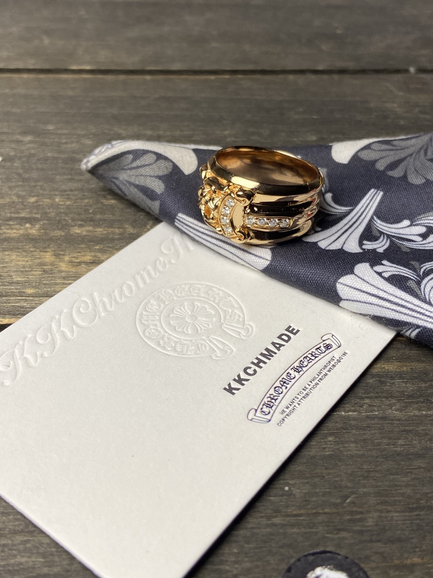 Ring, Custom Gold-Plated Diamond Setting