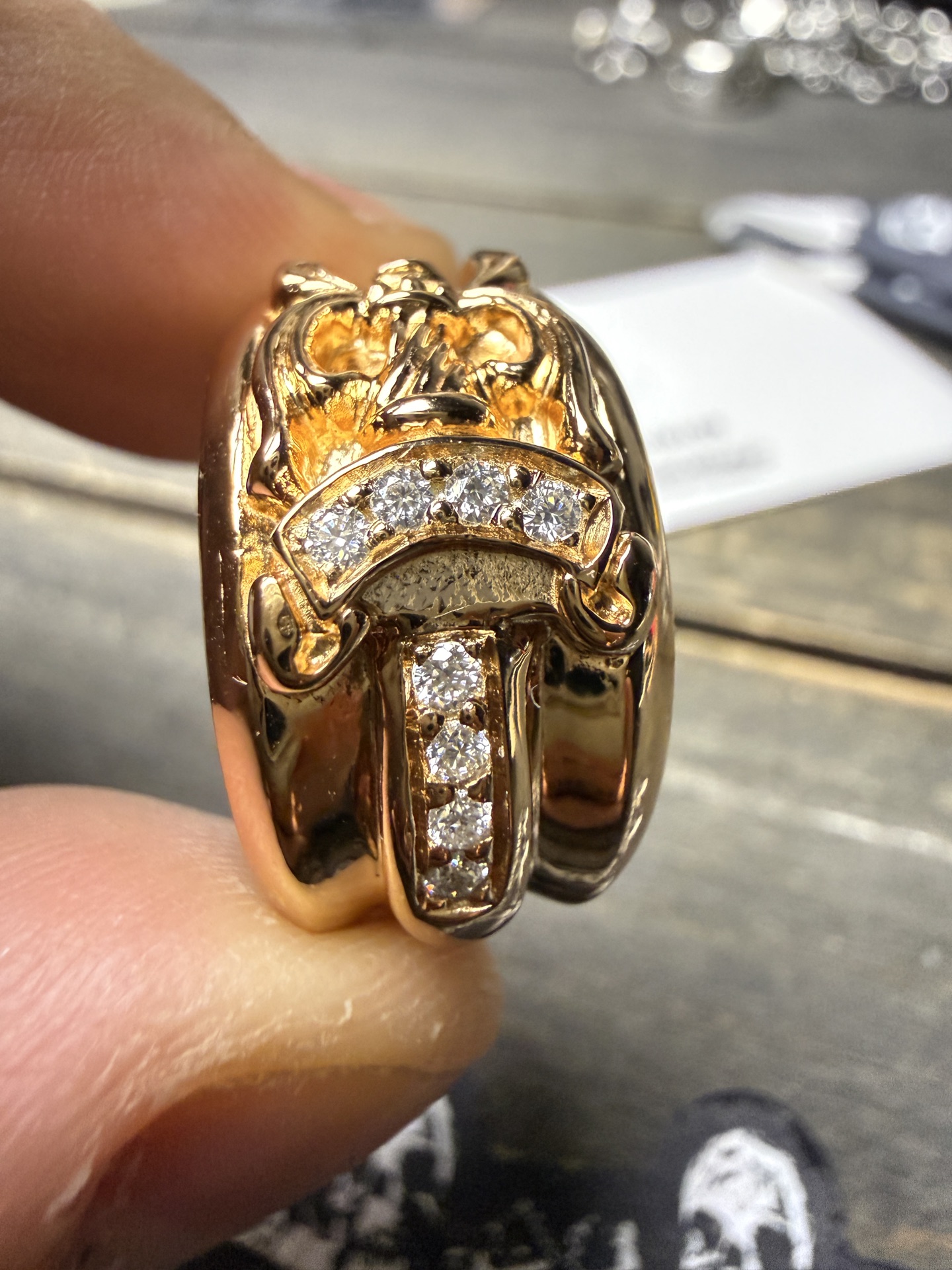 Ring, Custom Gold-Plated Diamond Setting