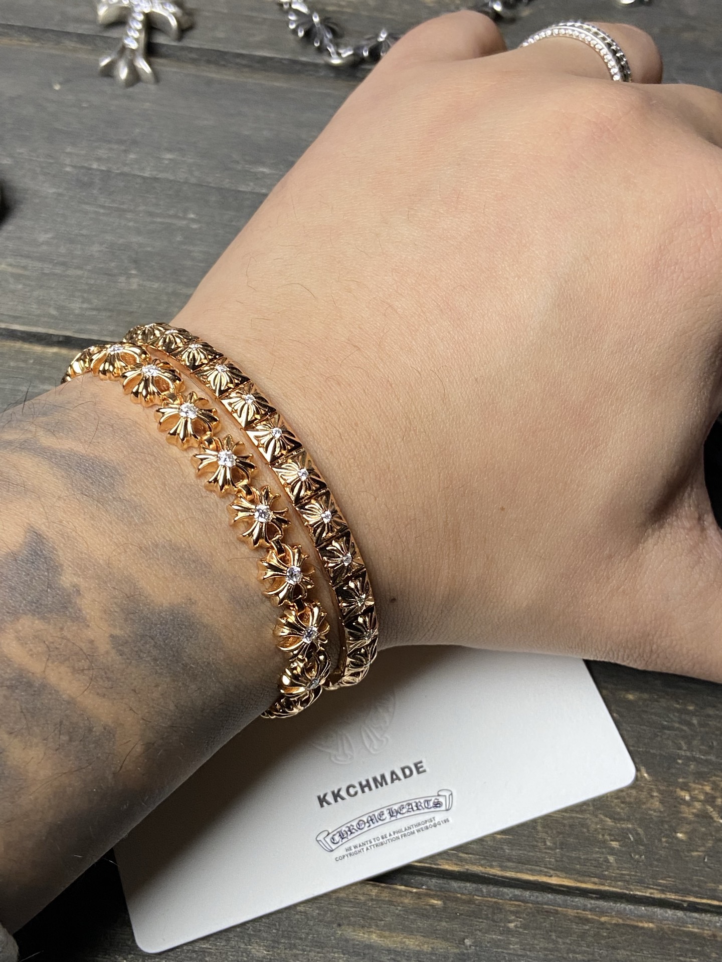 Custom Gold-Plated Diamond Setting, Bracelet Bangle