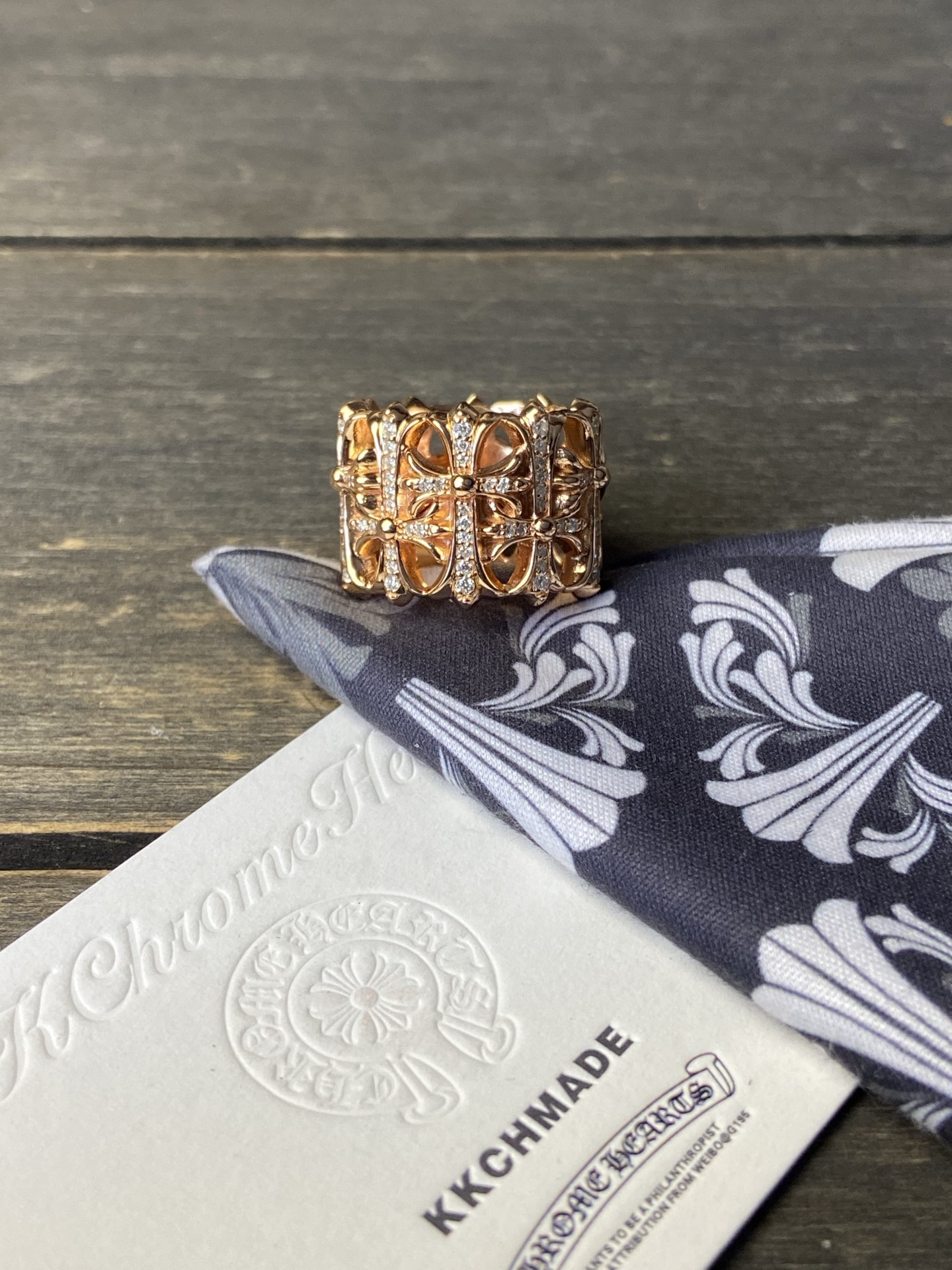 Ring, Custom Gold-Plated Diamond Setting