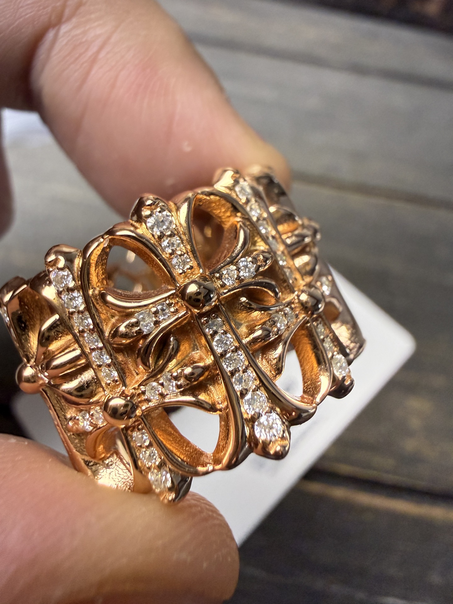 Ring, Custom Gold-Plated Diamond Setting