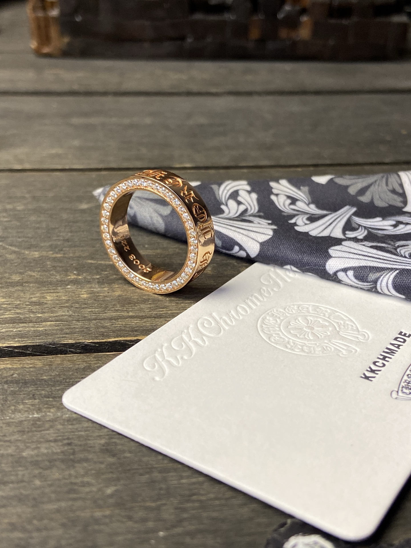 Ring, Custom Gold-Plated Diamond Setting