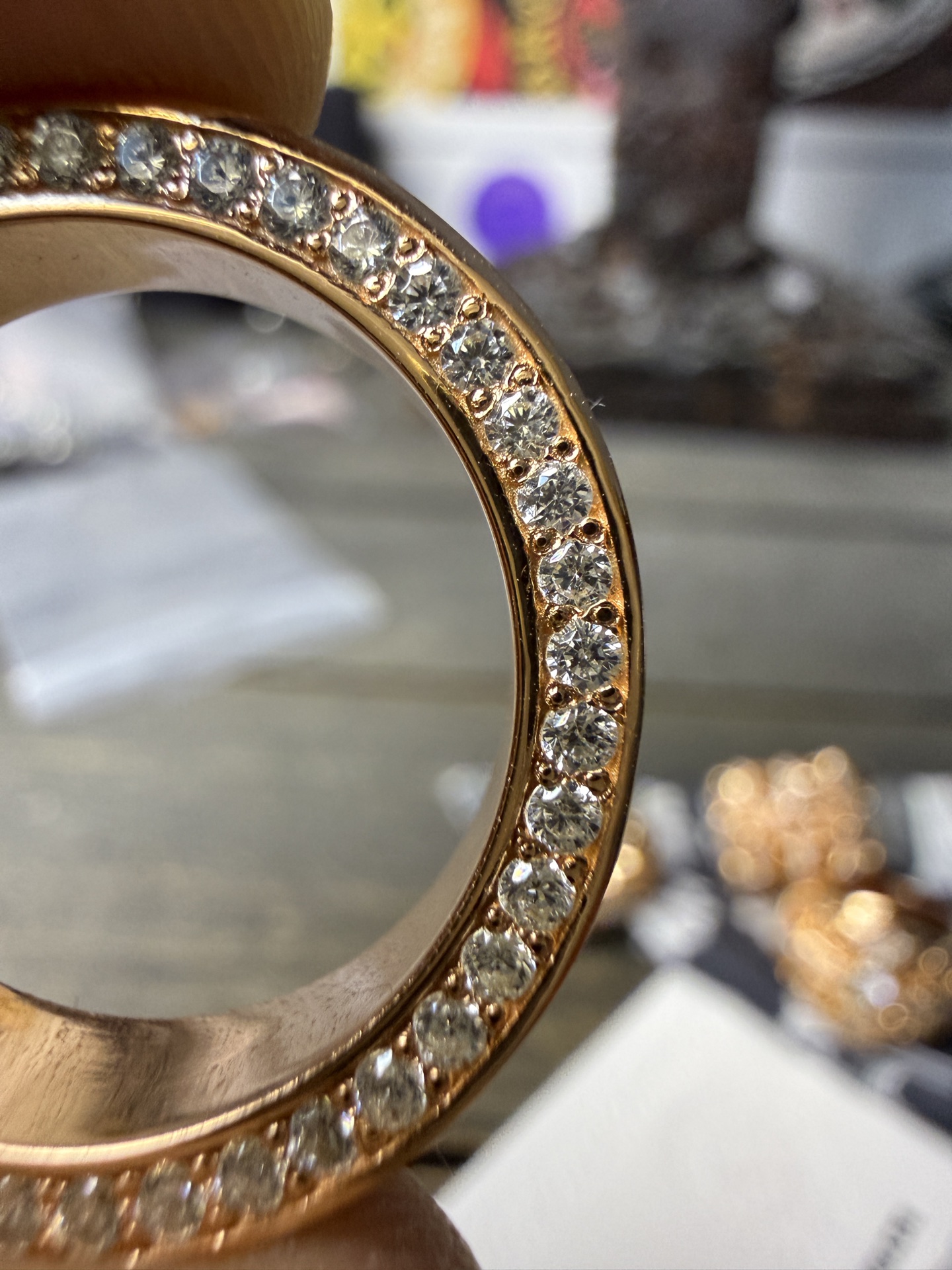 Ring, Custom Gold-Plated Diamond Setting
