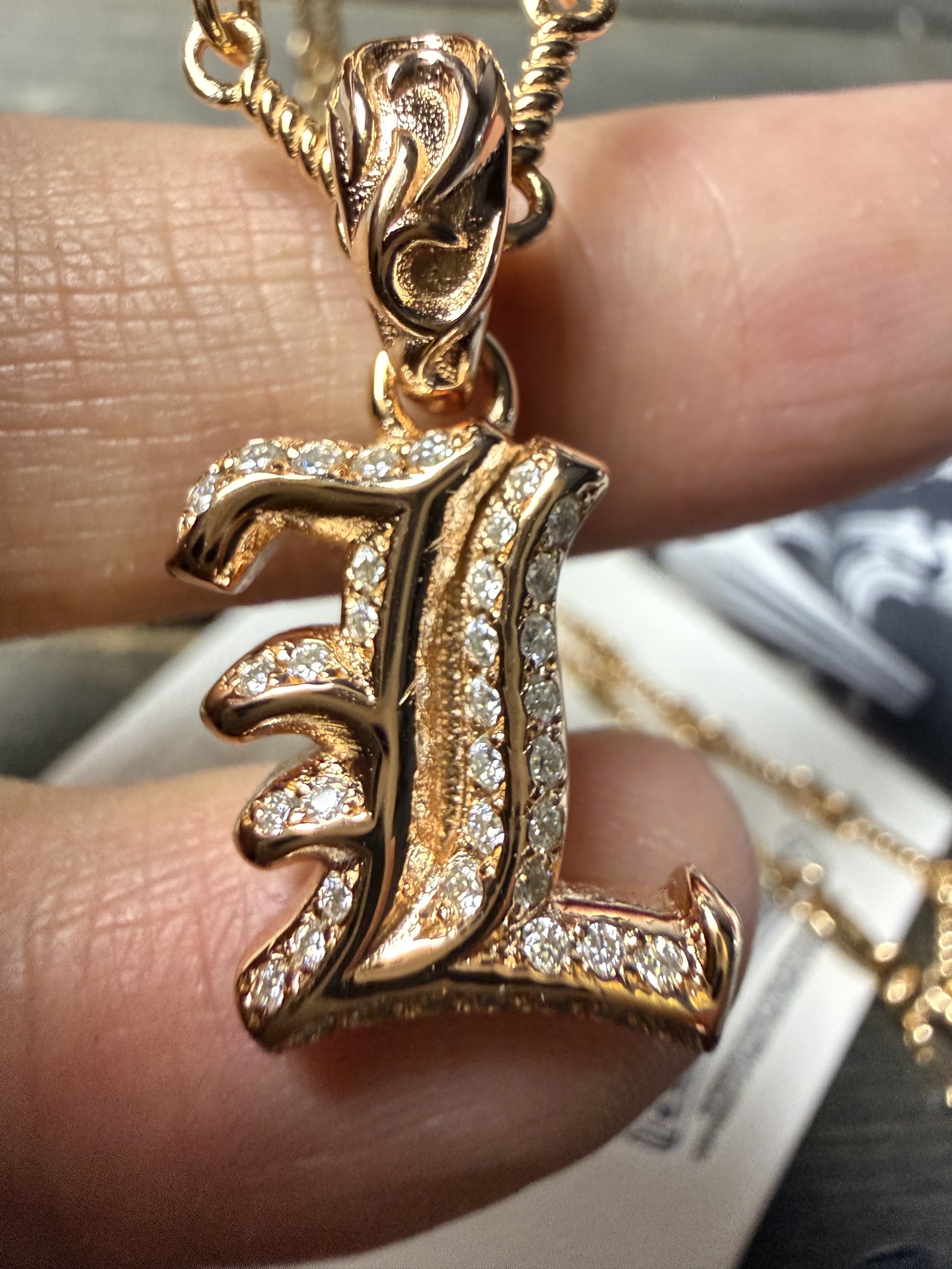 Custom Gold-Plated Diamond Setting, Necklace Pendant