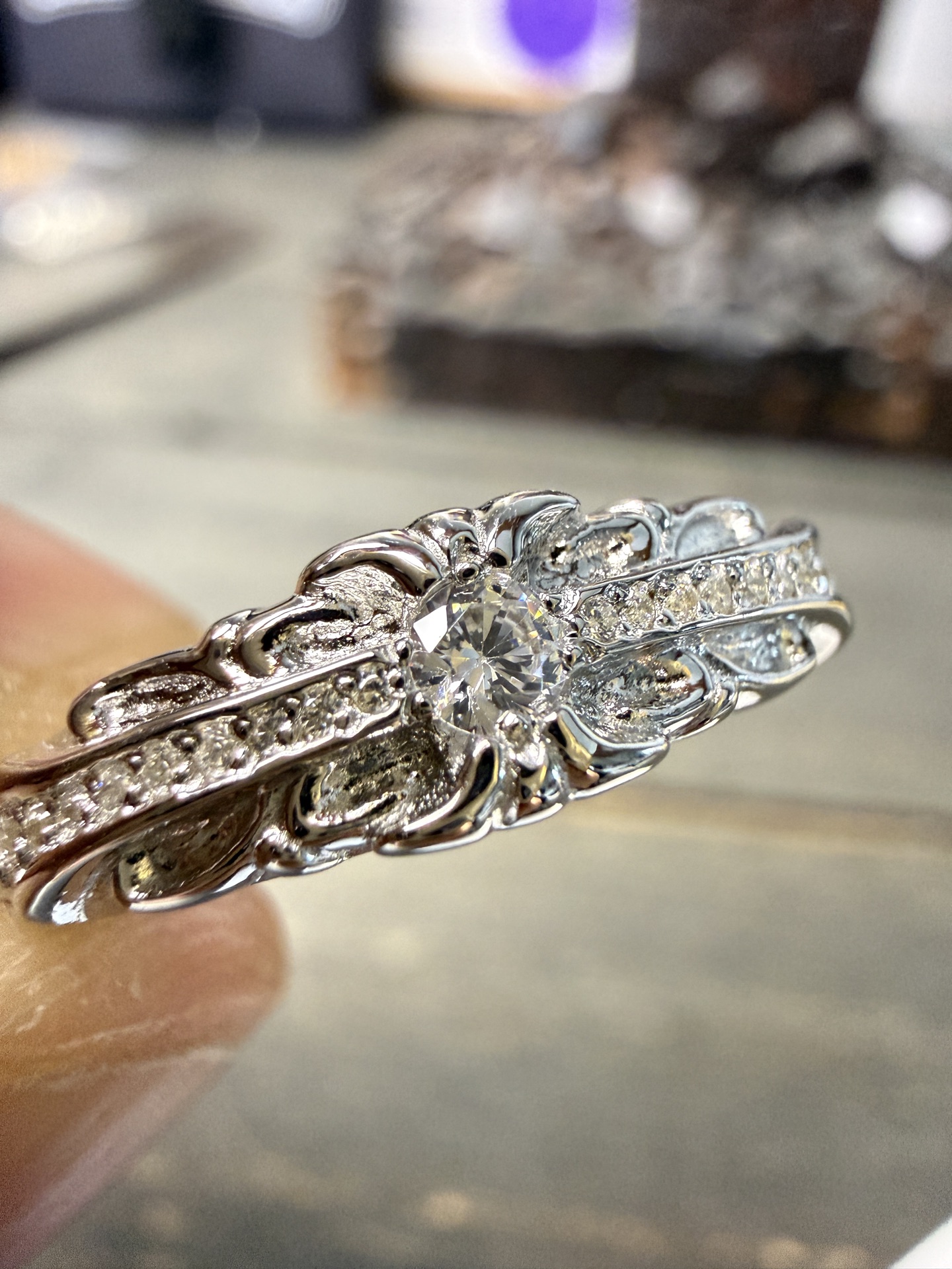 Ring, Custom Gold-Plated Diamond Setting