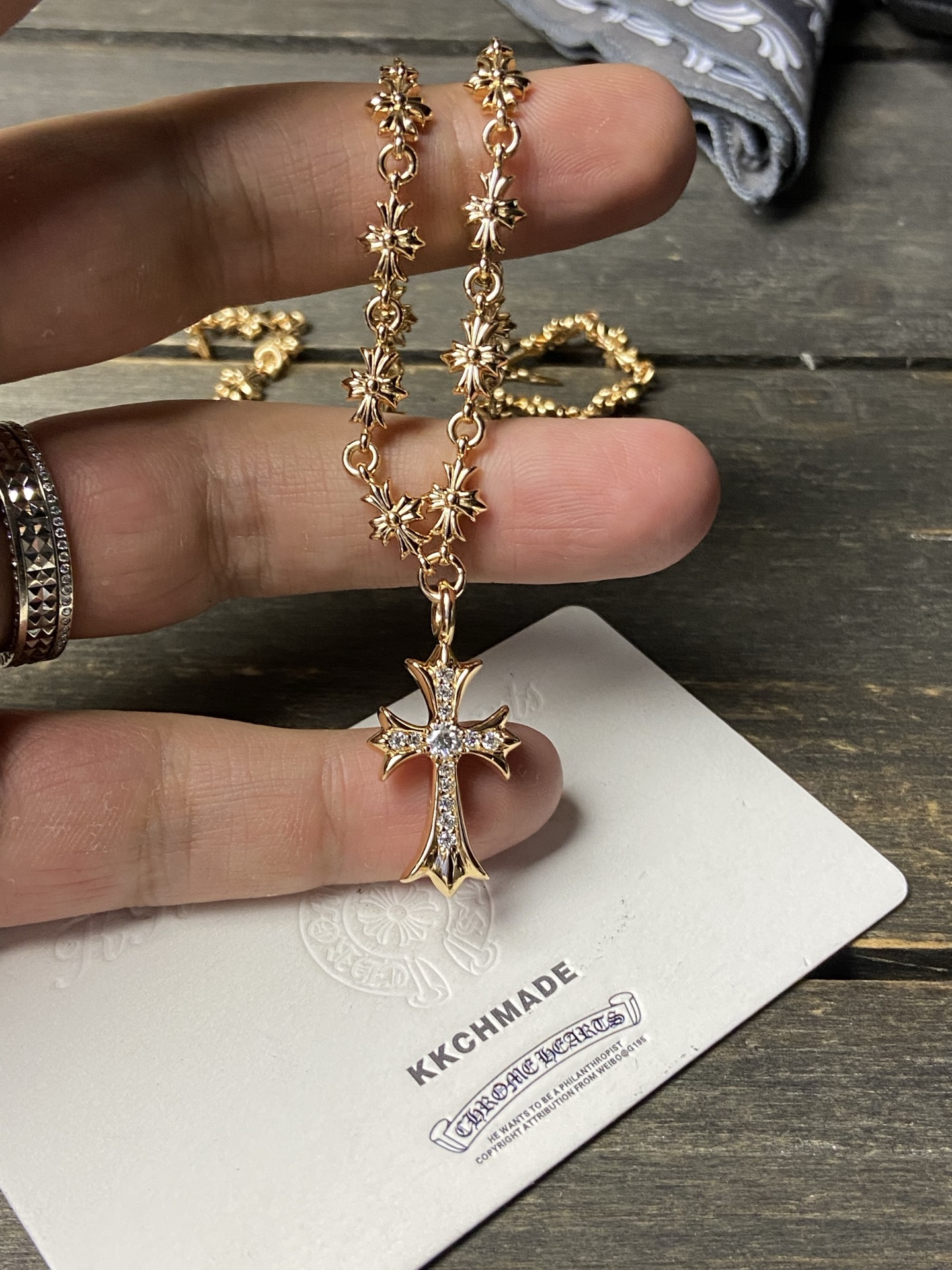 Custom Gold-Plated Diamond Setting, Necklace Pendant