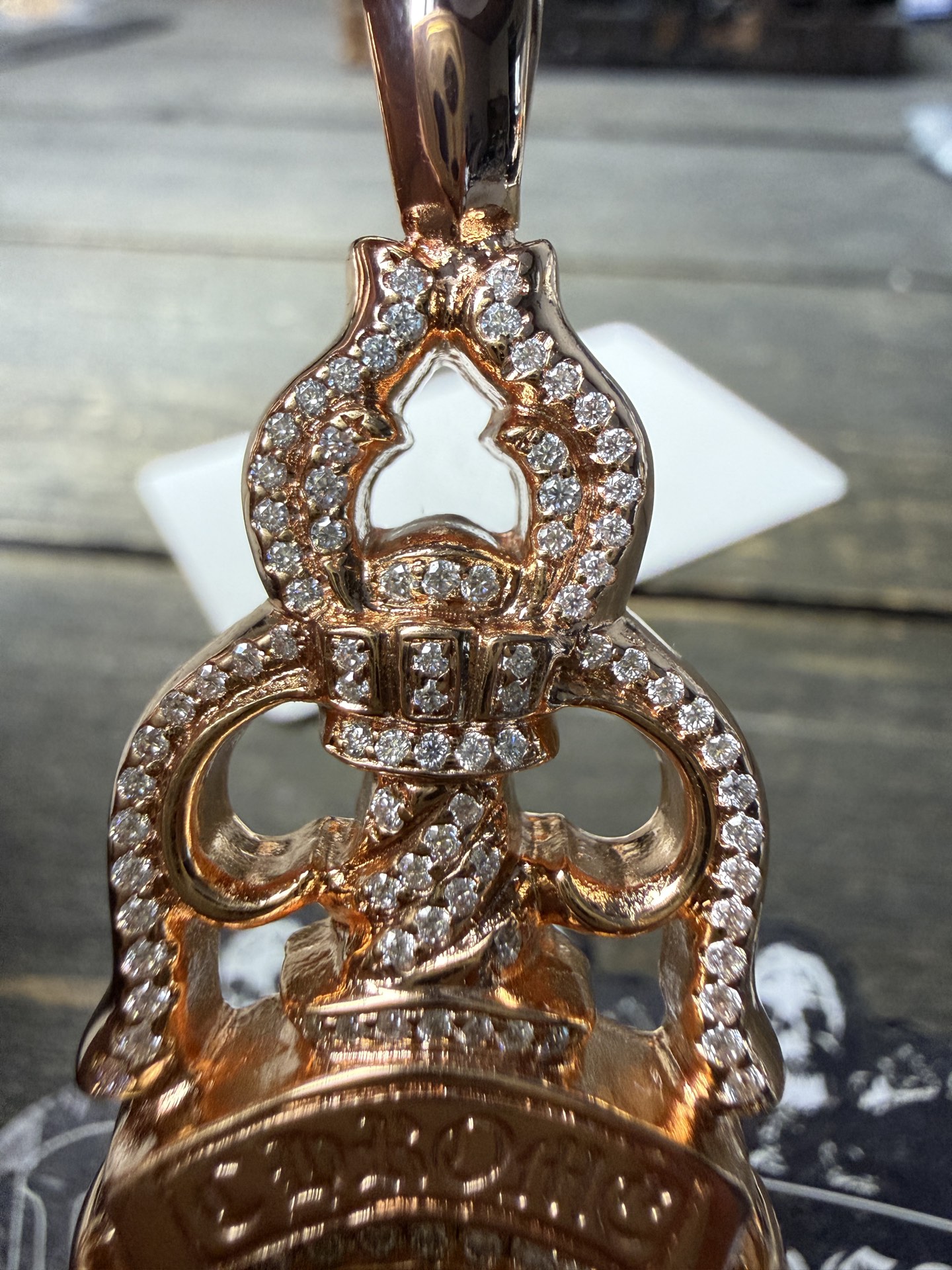 Custom Gold-Plated Diamond Setting, Necklace Pendant