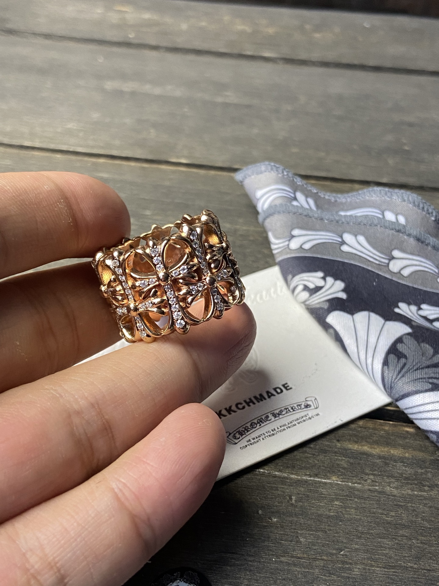 Ring, Custom Gold-Plated Diamond Setting