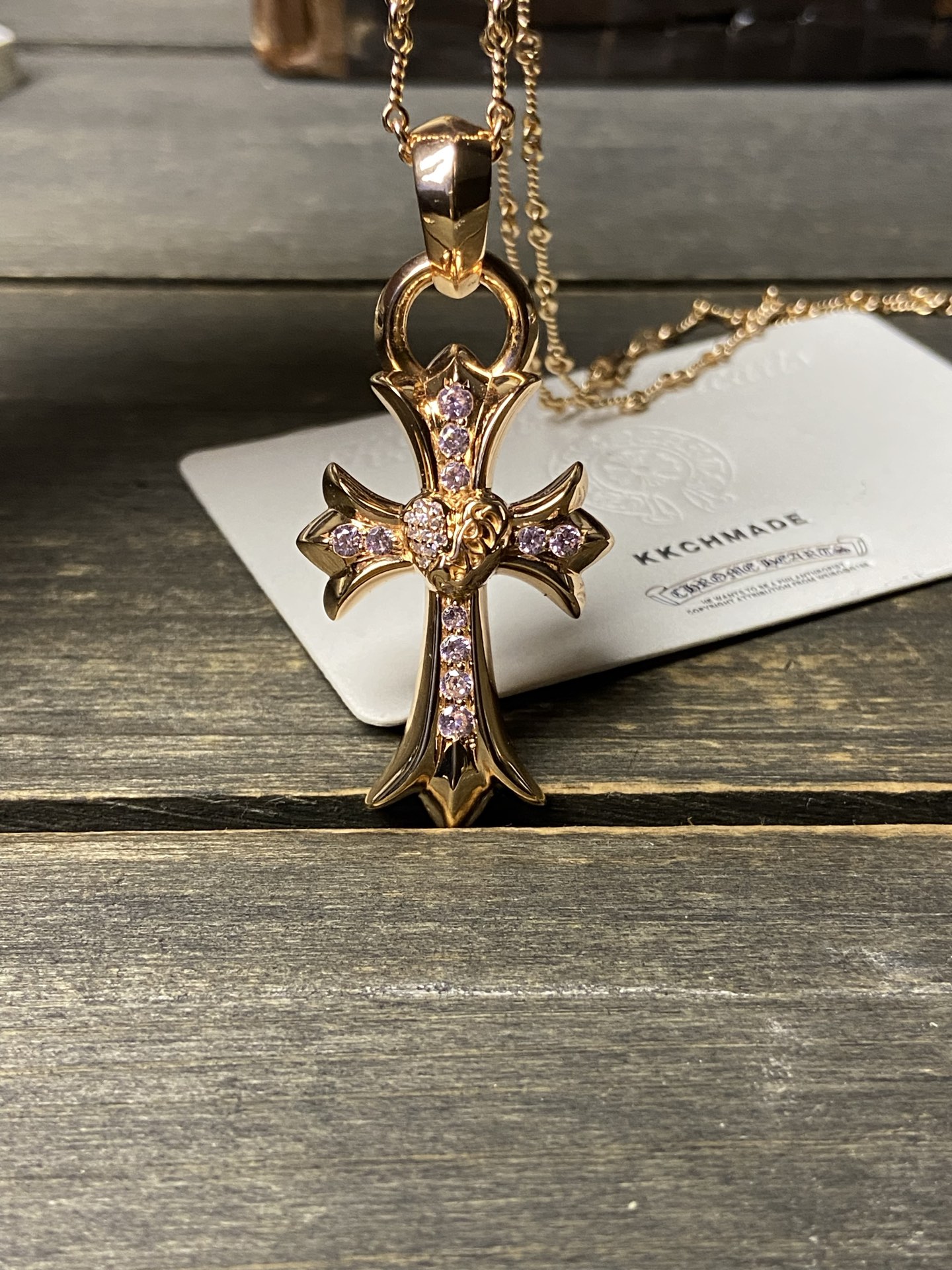 Custom Gold-Plated Diamond Setting, Necklace Pendant