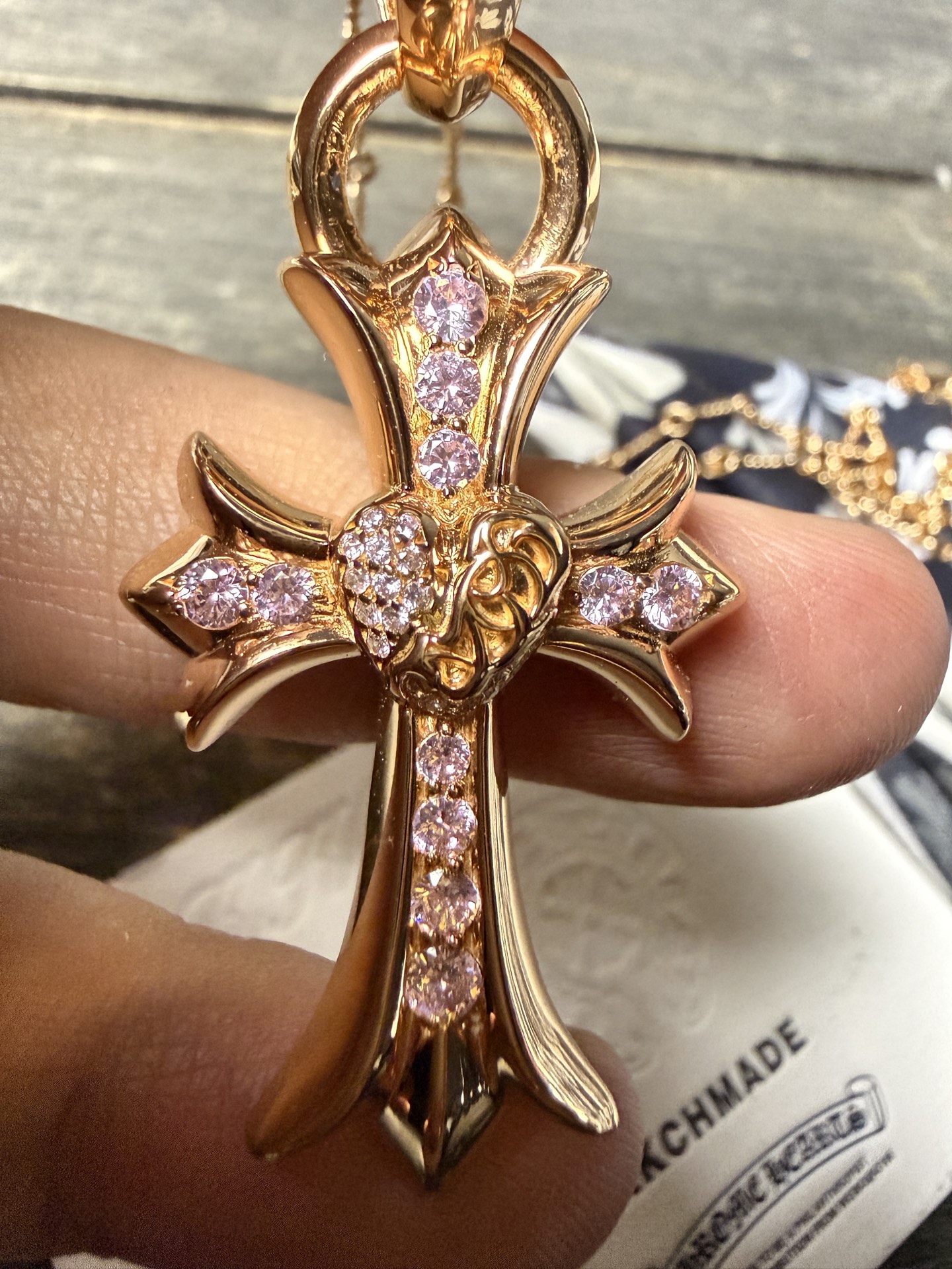 Custom Gold-Plated Diamond Setting, Necklace Pendant