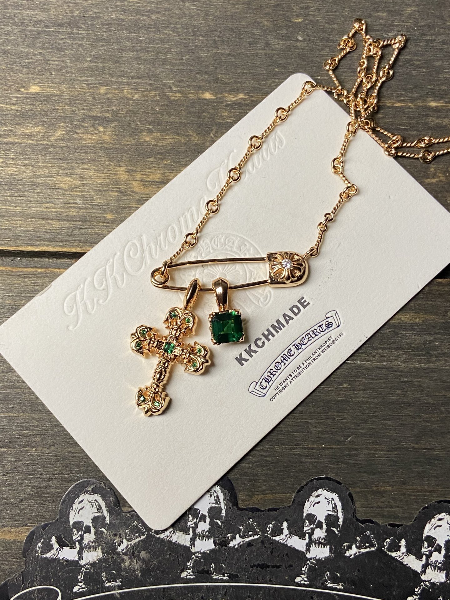 Custom Gold-Plated Diamond Setting, Necklace Pendant