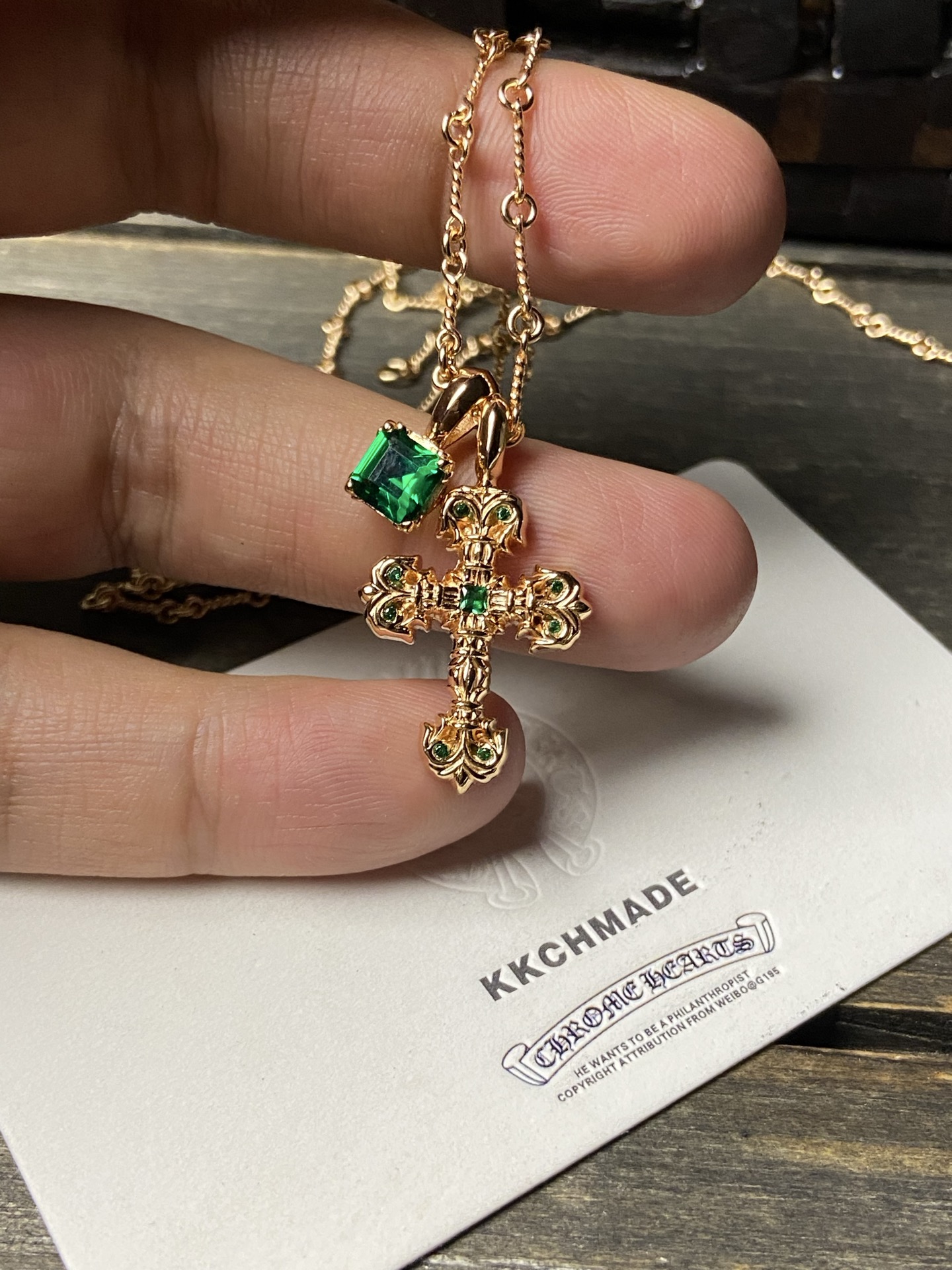 Custom Gold-Plated Diamond Setting, Necklace Pendant