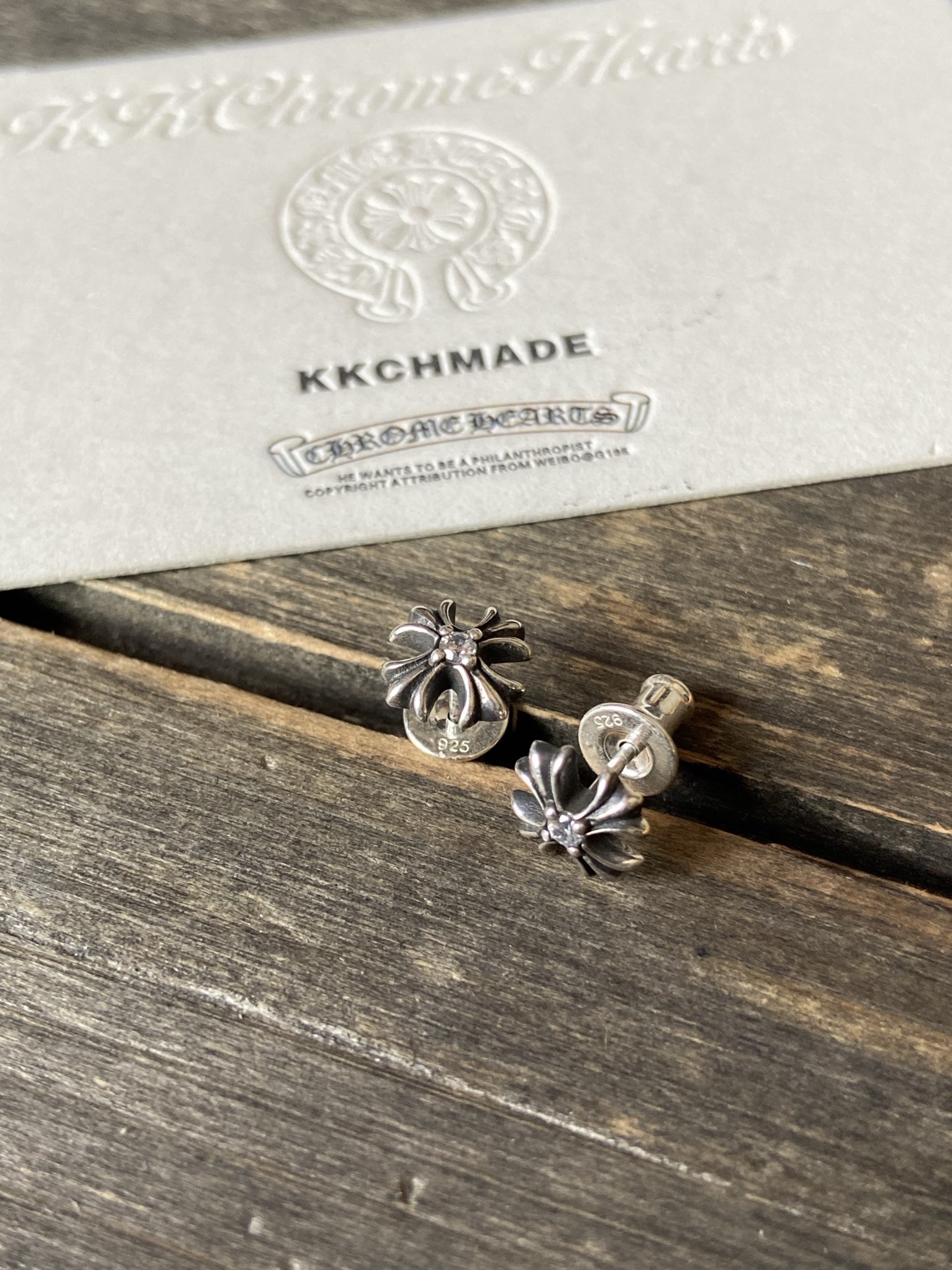 Earrings, 925 silver with diamond customization