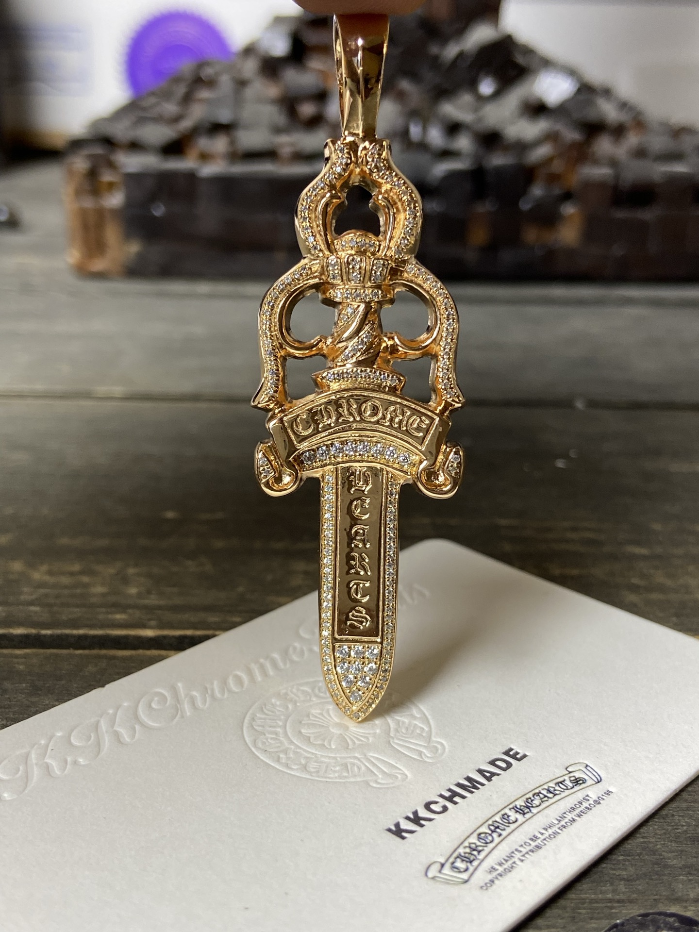Custom Gold-Plated Diamond Setting, Necklace Pendant