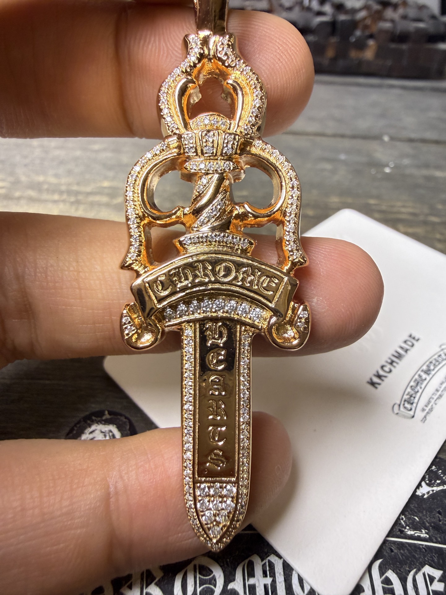 Custom Gold-Plated Diamond Setting, Necklace Pendant