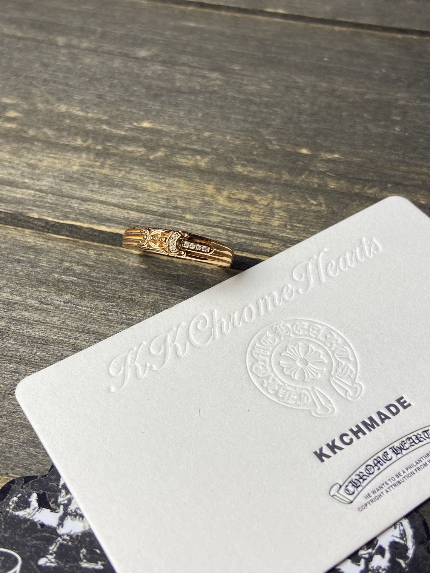 Ring, Custom Gold-Plated Diamond Setting