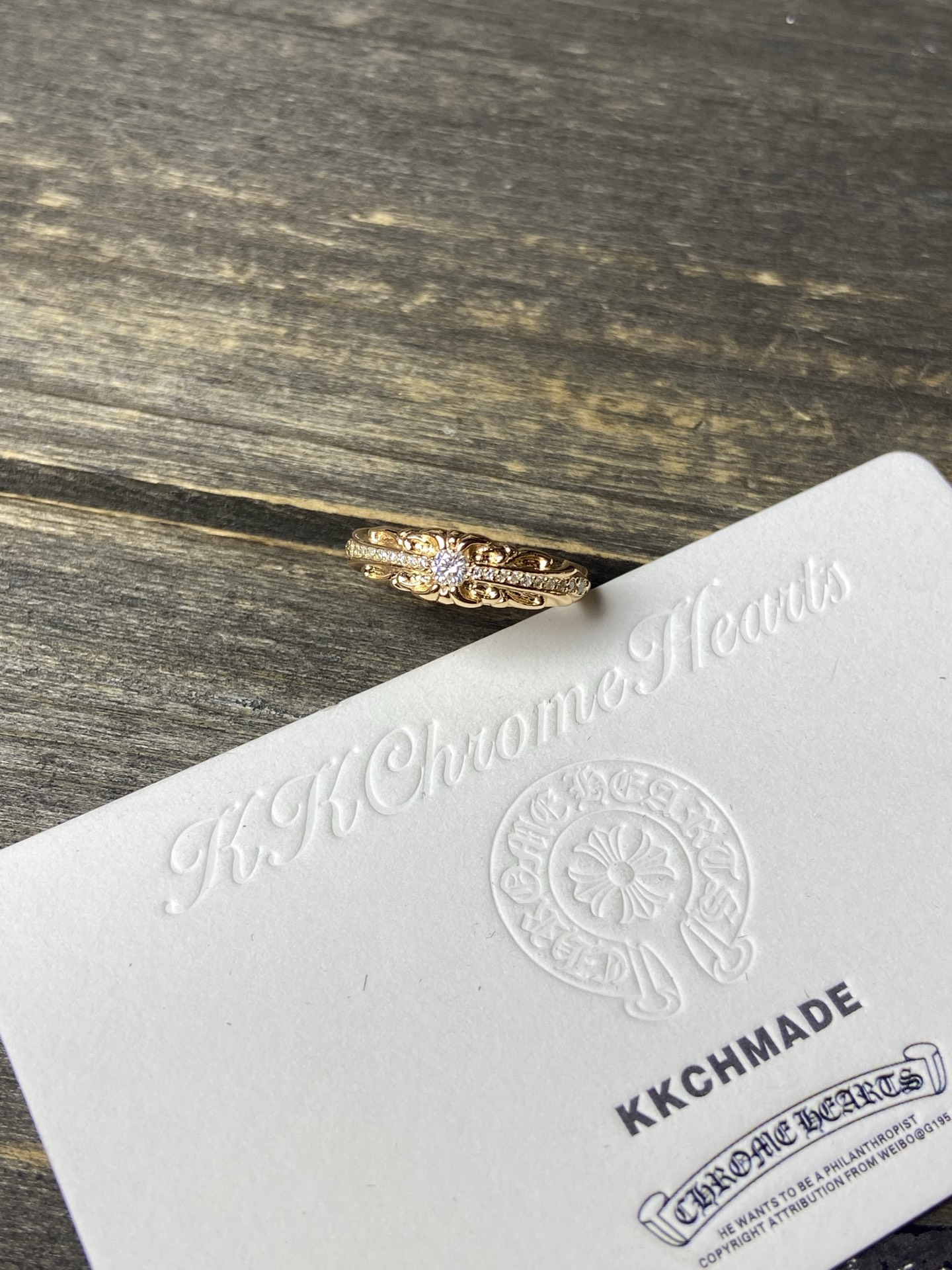 Ring, Custom Gold-Plated Diamond Setting