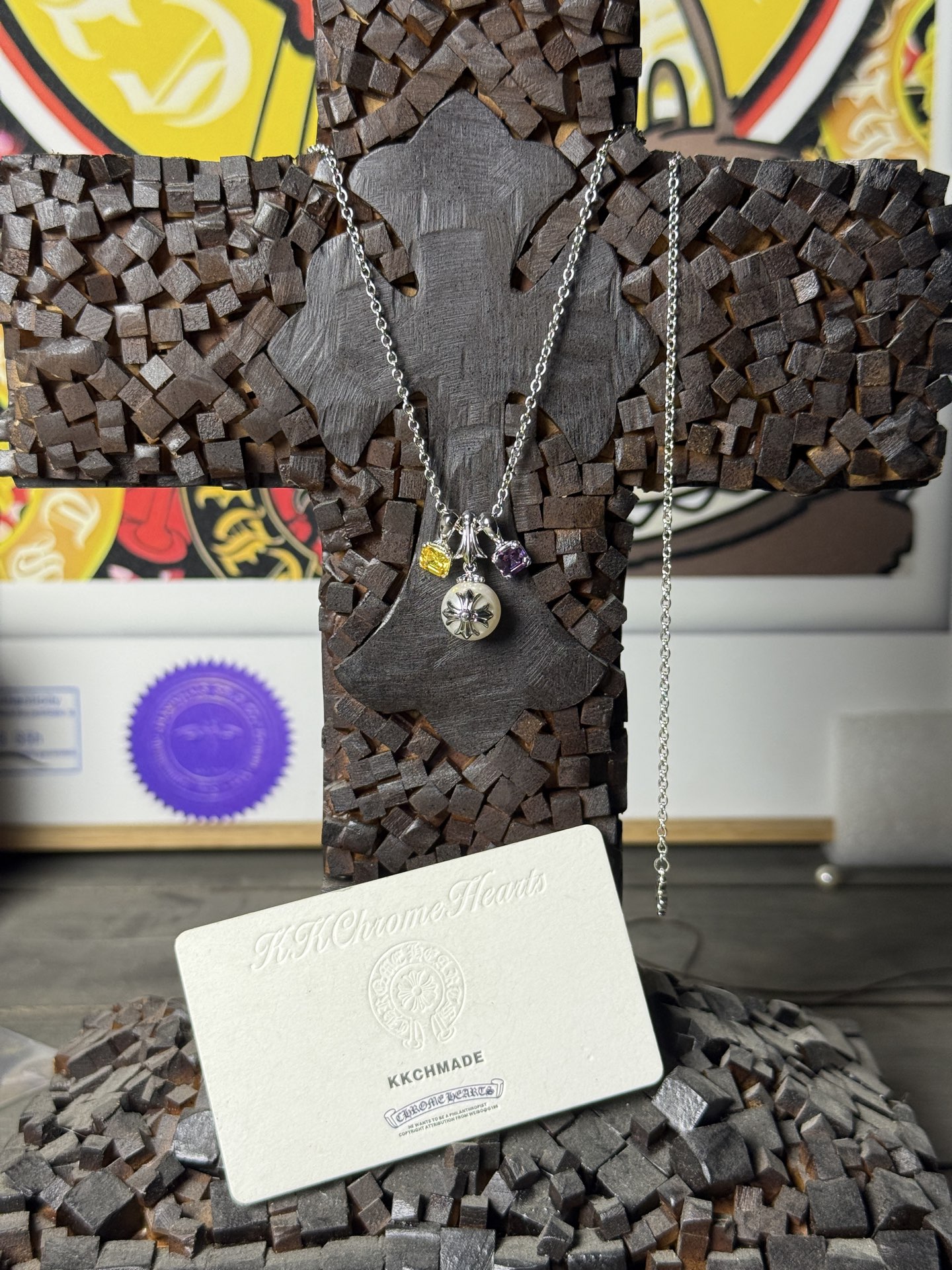 Custom Gold-Plated Diamond Setting, Necklace Pendant