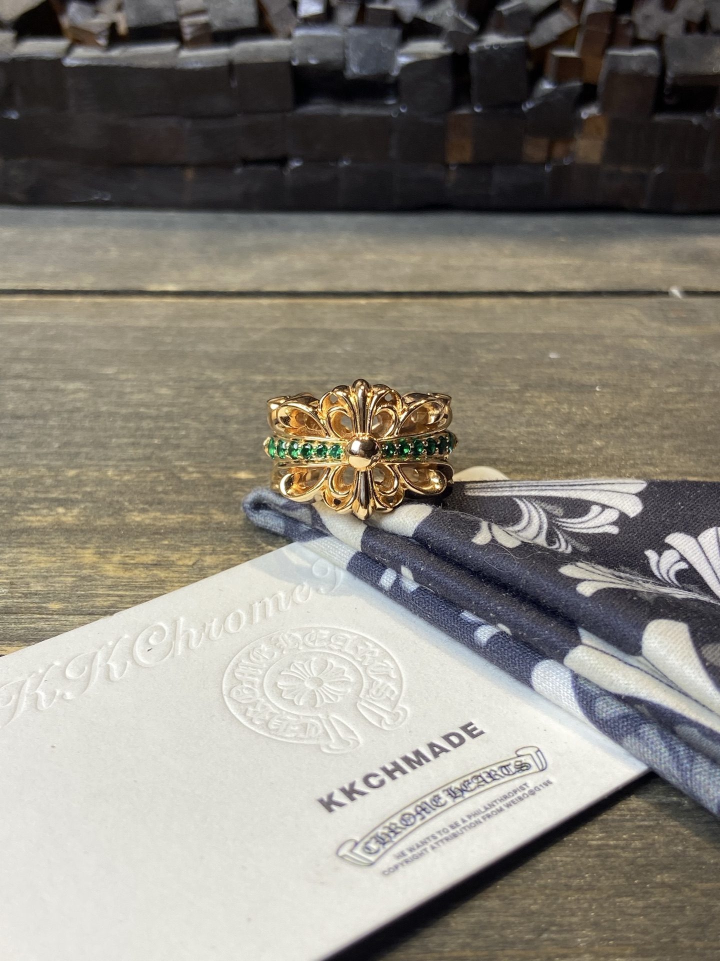 Ring, Custom Gold-Plated Diamond Setting