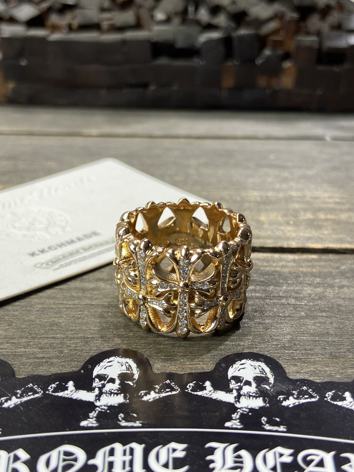 Ring, Custom Gold-Plated Diamond Setting