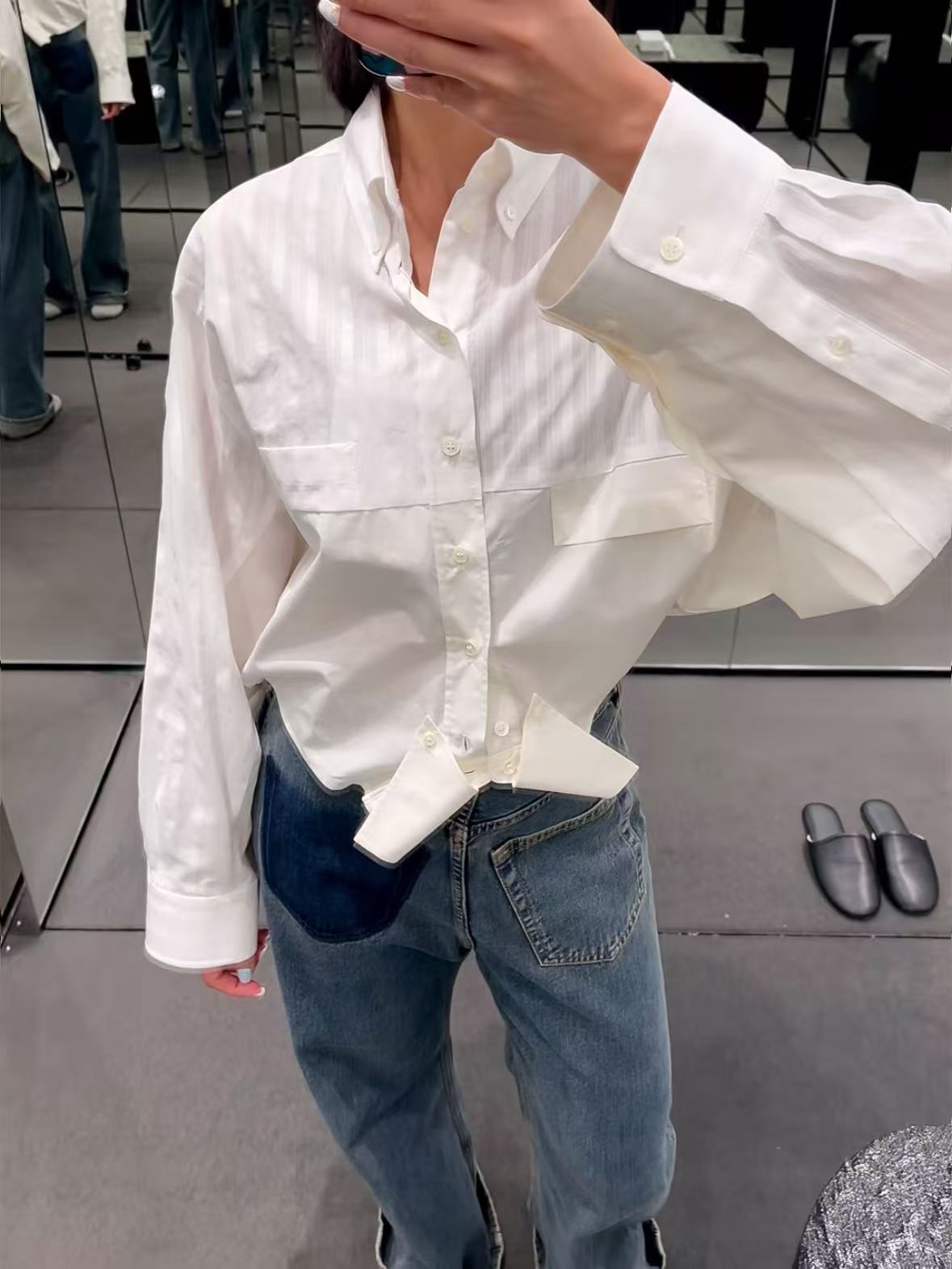 NO:797280,mm6 26ss structured inverted shirt. Both ends are so handsome, which end should I care about? The shirt is empty and blessed sml,,masion margiela,19860909mm6 26ss 结构式倒置衬衣 两头都好帅到底顾哪头啊 衬衣空有福了sml,,masion margiela,,Women's clothing