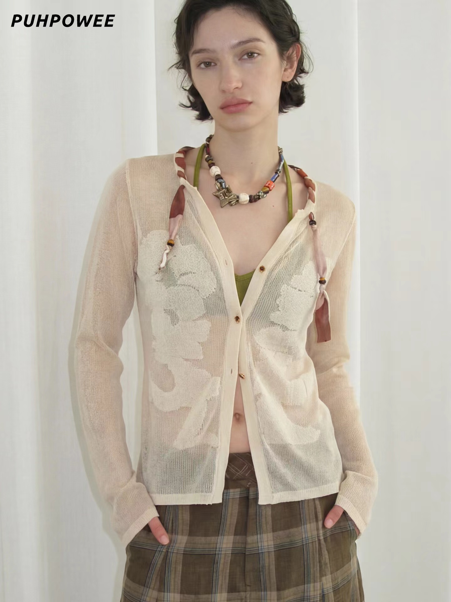 NO:905082,SC 2026 new summer cardigan, hand-stringed, ethnic style, essential for air-conditioned rooms sml,,19860909SC 2026夏季新款开衫 手工串绳 民族风 空调房必备 sml,,,Women's clothing
