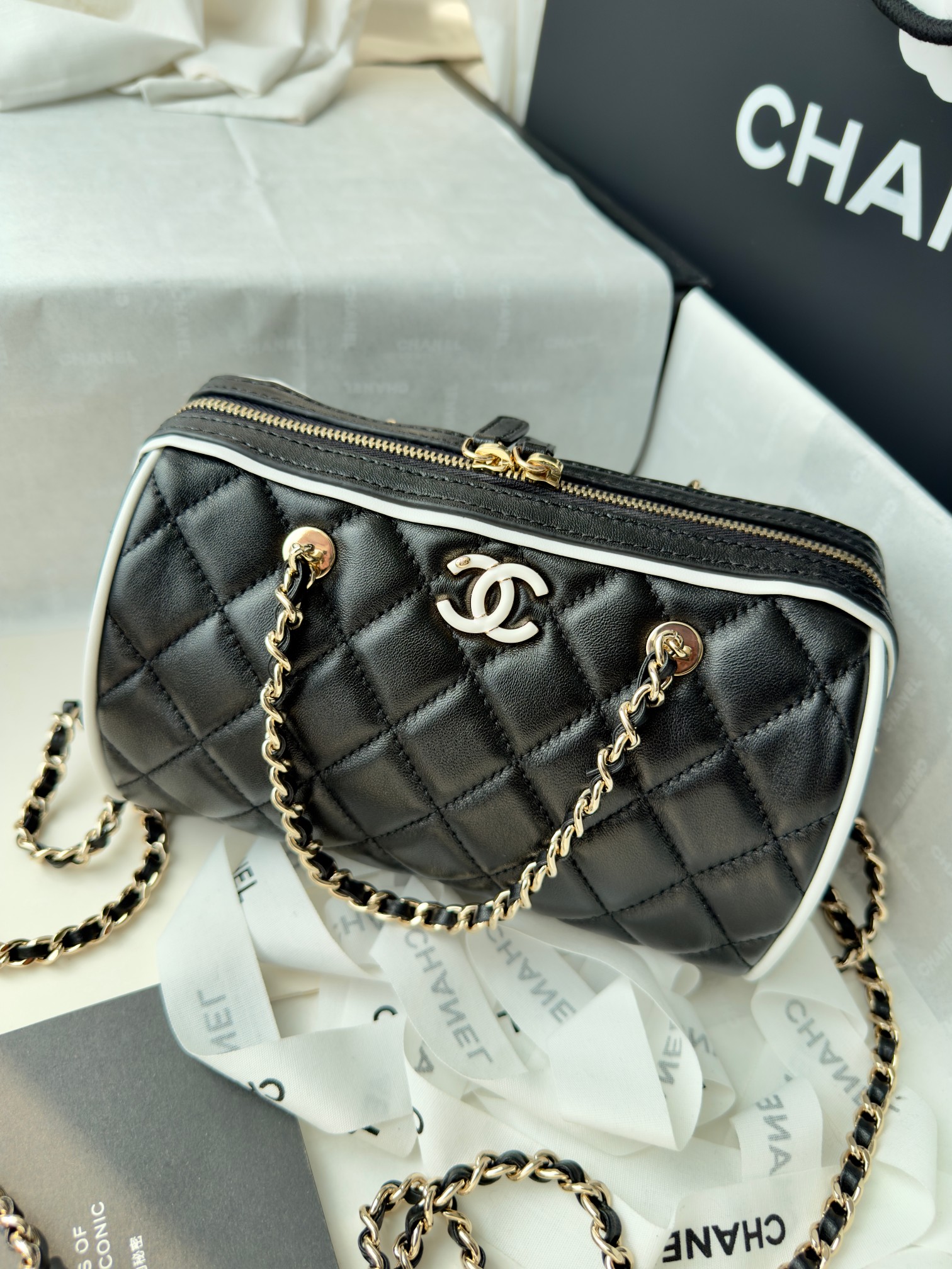 Elegant Chanel Quilted Leather Barrel Bag with Chain Strap 4 a1741512612456 0004