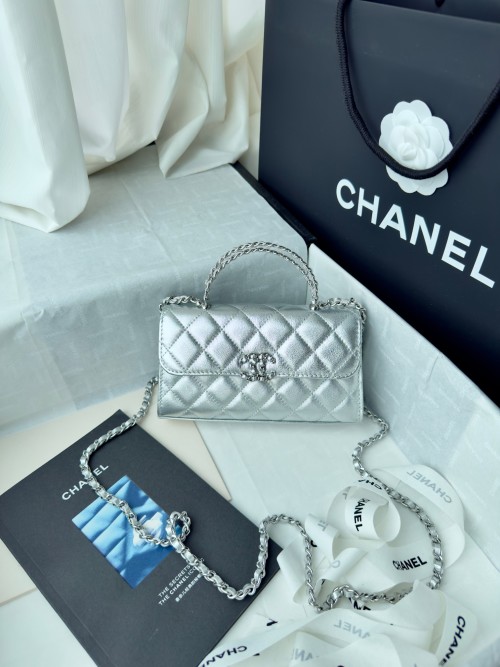 Chanel 25 S Spring/Summer Small Handbag - Silver Leather, Chain Detail 1 Chanel 25 S Spring/Summer Small Handbag - Silver Leather, Chain Detail