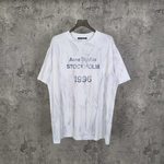 Acne Studios Clothing T-Shirt Fashion Designer
 Black Blue Denim White Printing Cotton Short Sleeve