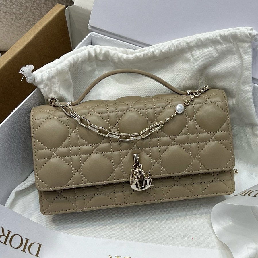 𝑴𝒊𝒔𝒔 𝑫𝒊𝒐𝒓 Mini cadena de perlas Color té con leche Guangdi Belleza delicada Piel de cordero importada exclusiva…
