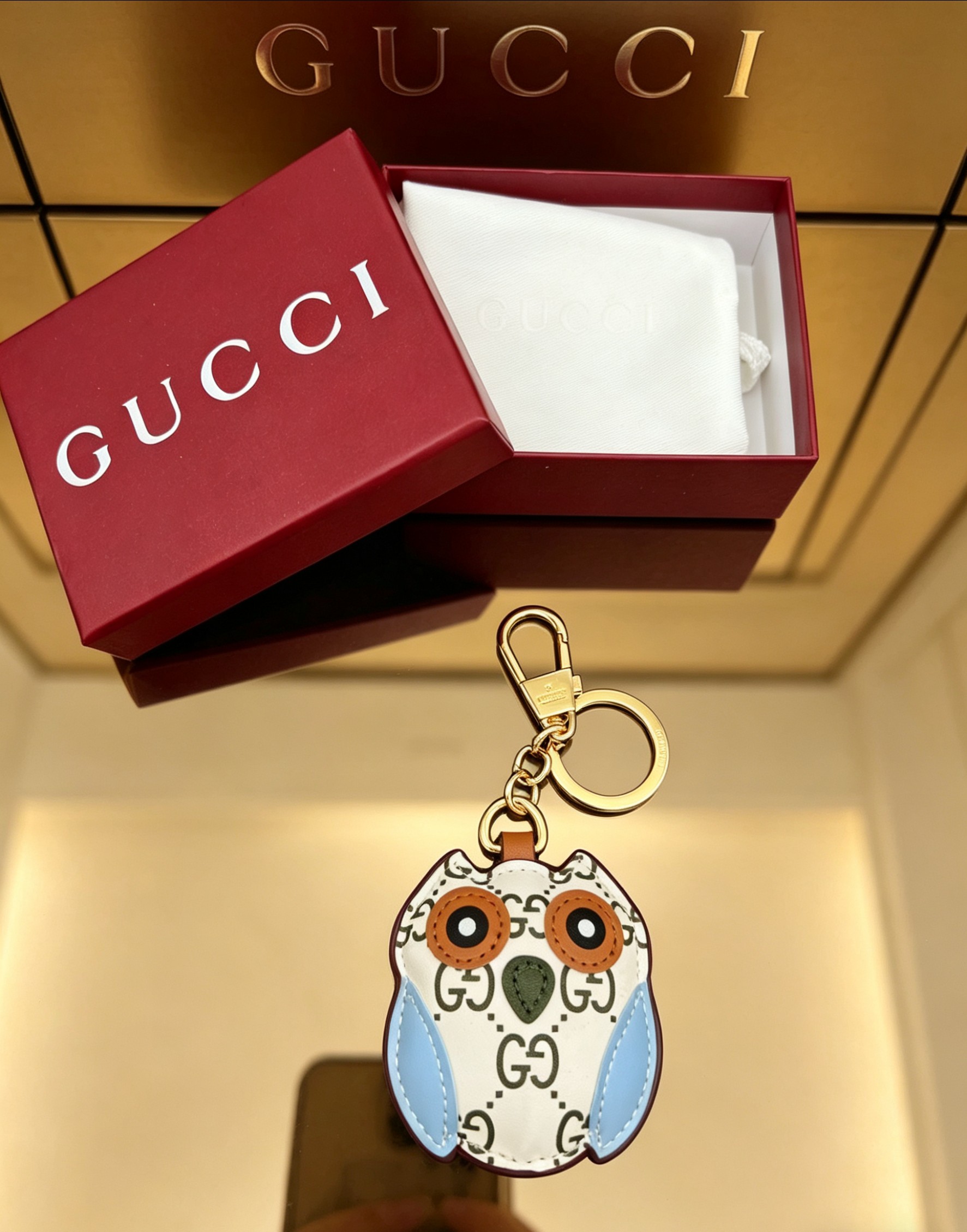 Gucci 古驰Gucci 双G猫头鹰造型钥匙扣
