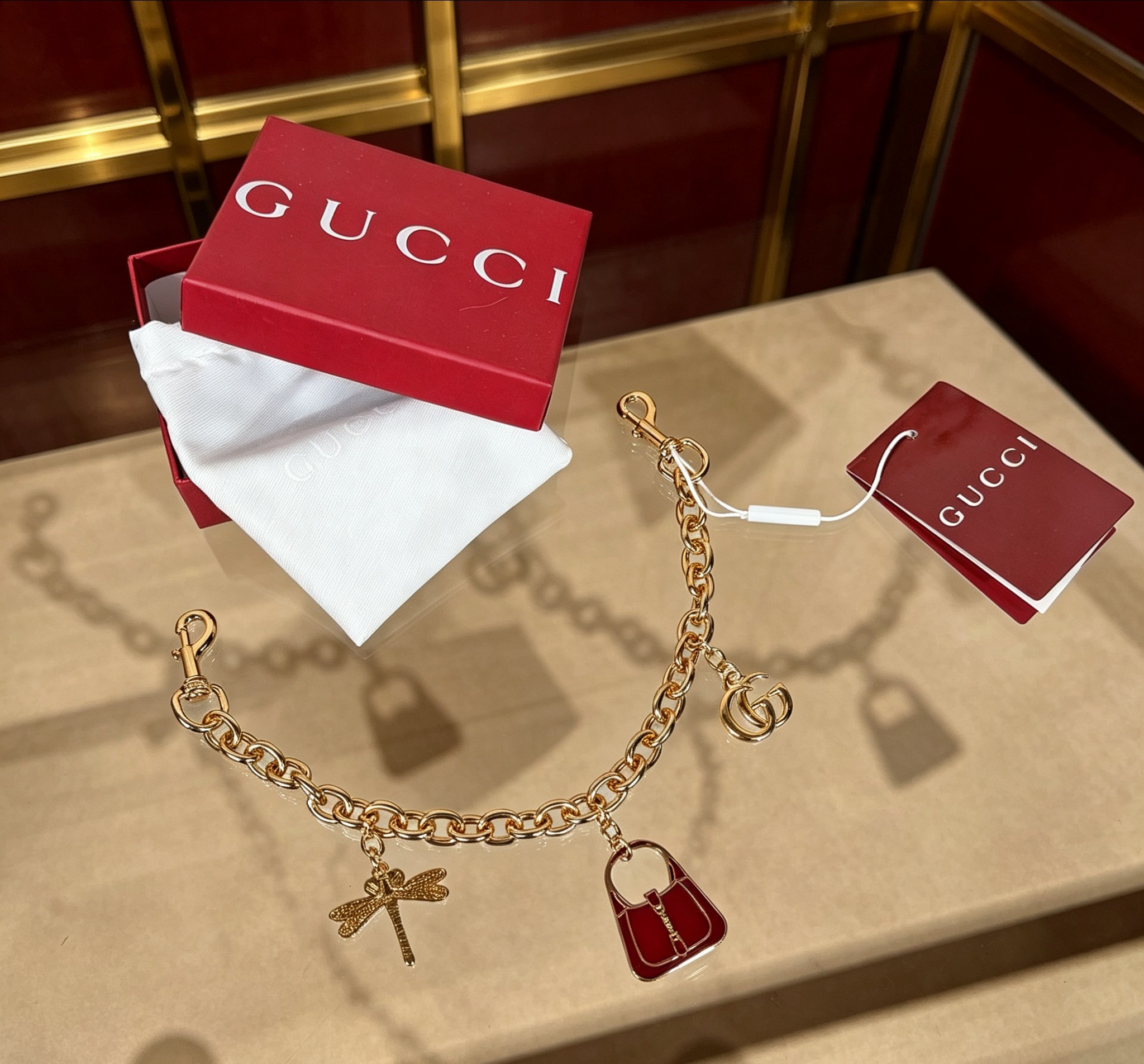 Gucci 古驰Gucci 双G蜻蜓Jackie 1961挂饰包链