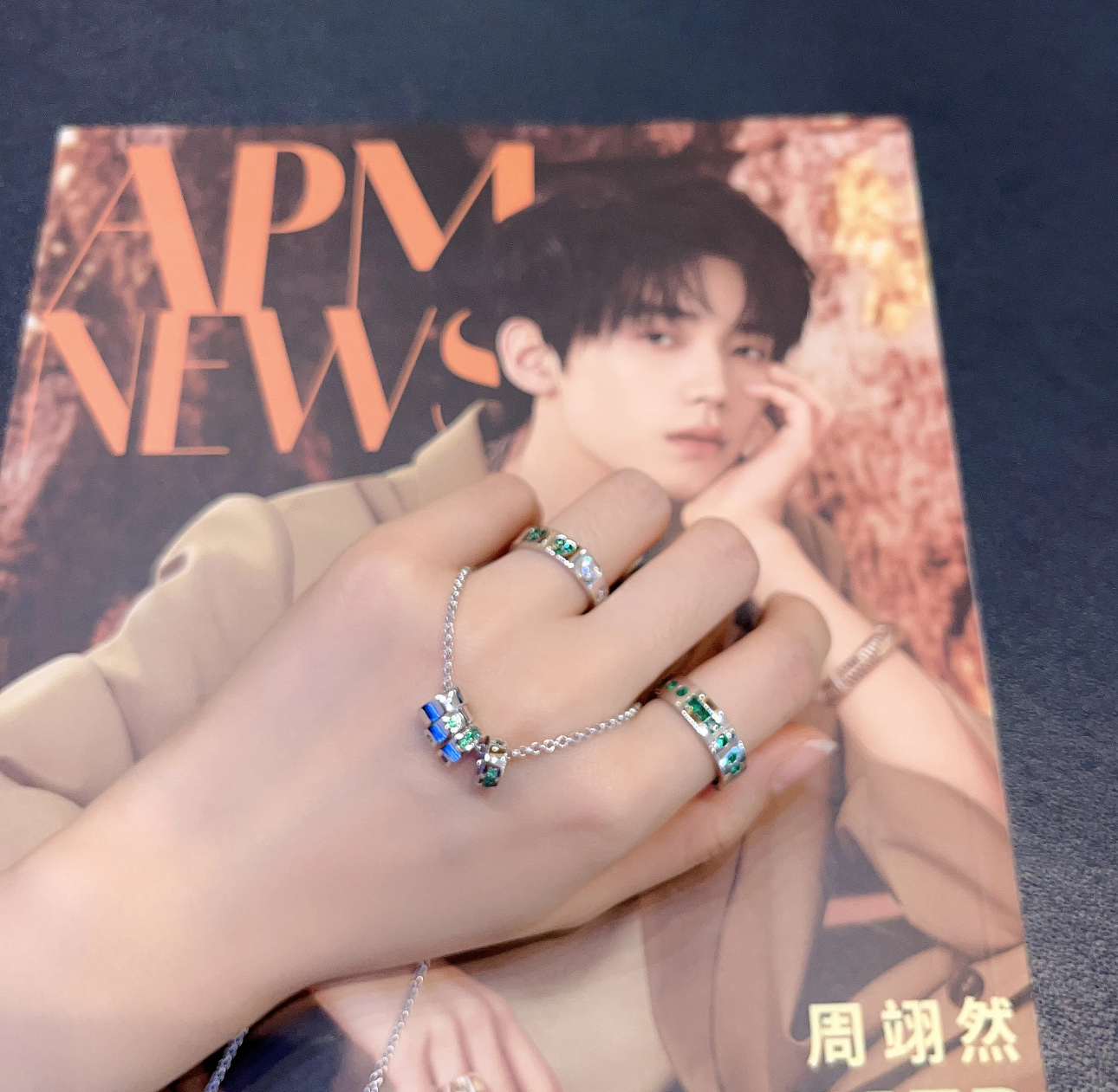 ¥108 [七夕新品]APM Monaco 绿色和白色爱心戒指手饰七夕限定浪漫节日