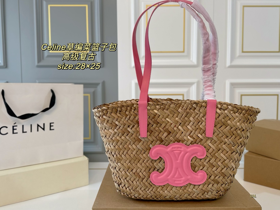 Celine Sacs À Main Magasin en ligne
 Tissage de paille Série d’été Vintage La plage