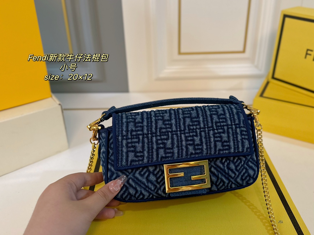 Fendi Taschen Umhängetaschen  & Schultertaschen Denim Vintage Baguette