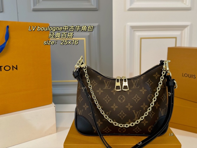 Louis Vuitton Boulogne Monogram Canvas with Leather Trim Shoulder Bag 1 Louis Vuitton Boulogne Monogram Canvas with Leather Trim Shoulder Bag