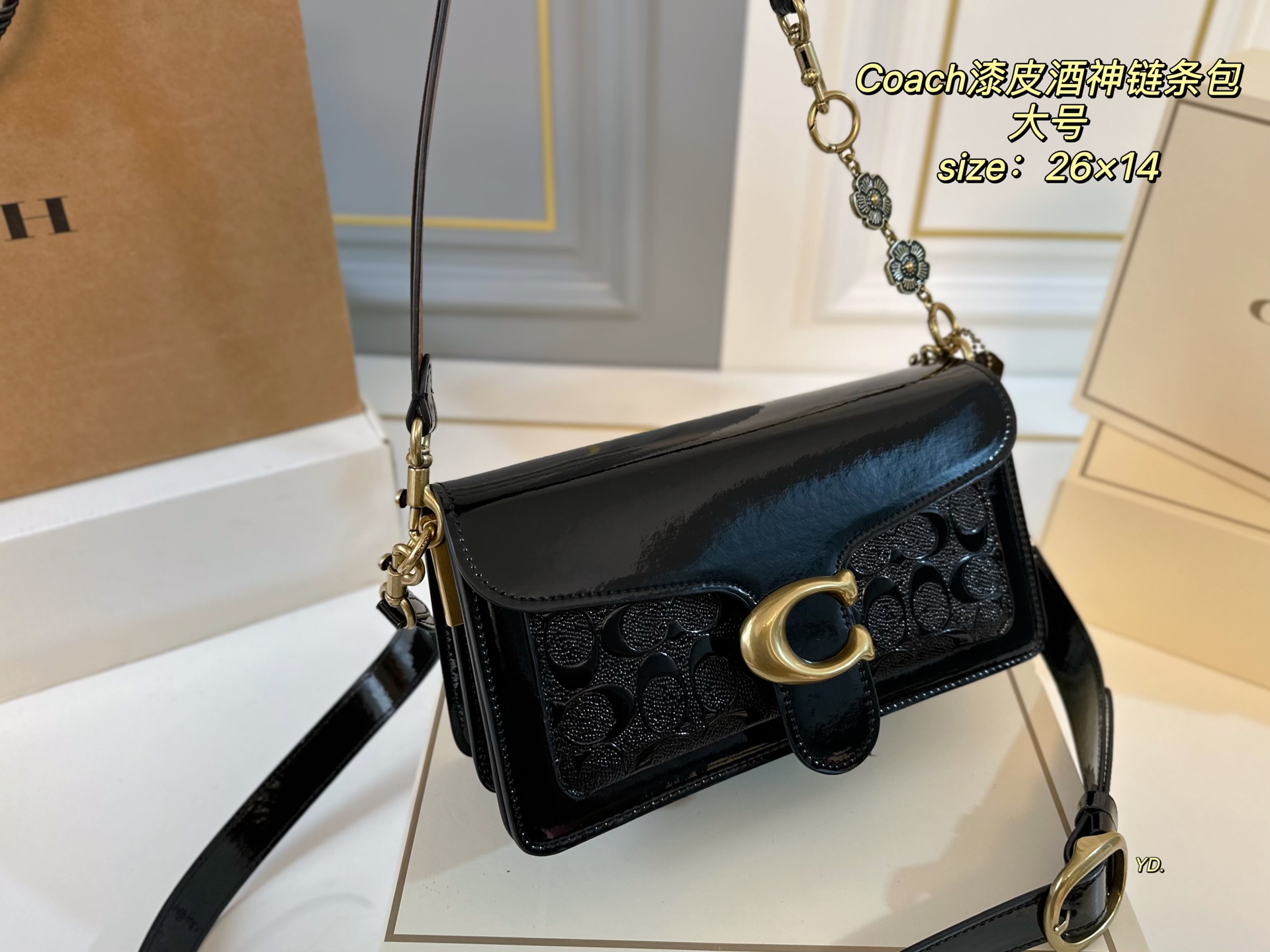 Coach Tabby Black Patent Leather Embossed Chain Bag 2 i1740979244879 3138 0 2
