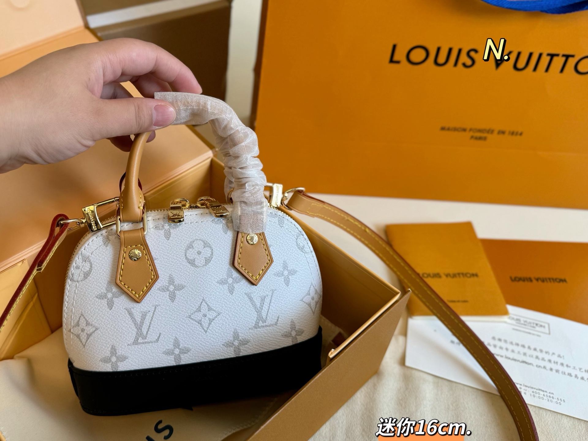 Louis Vuitton Nano Alma Monogram Coated Canvas in White and Black, 16cm 3 i1746763343054 8412 0 1